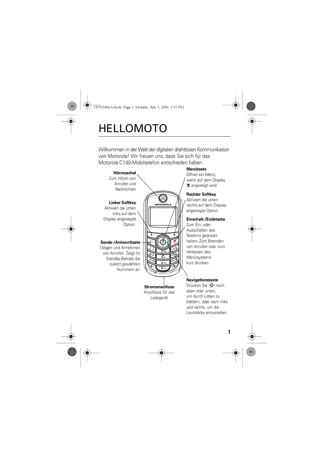 Motorola C140 manual Hellomoto 