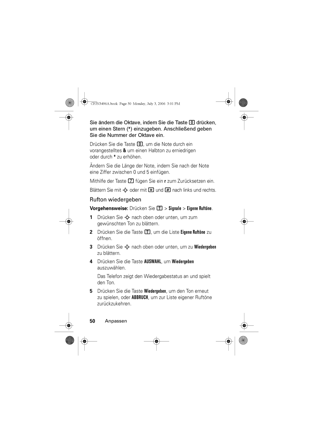 Motorola C140 manual Rufton wiedergeben 