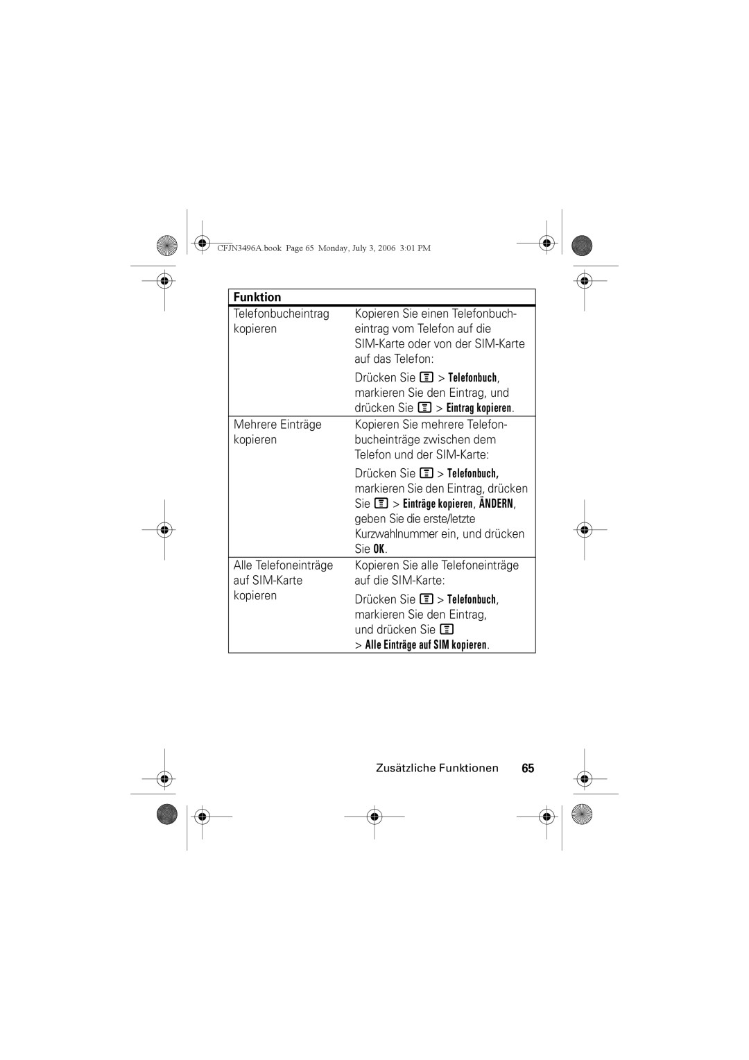 Motorola C140 manual Auf das Telefon, Geben Sie die erste/letzte, Sie OK 