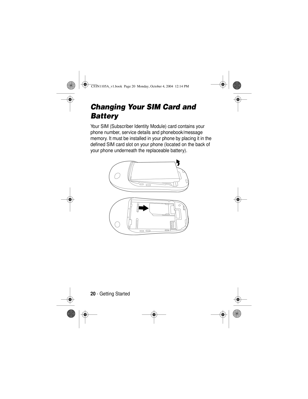 Motorola C156, C155 manual Changing Your SIM Card and Battery 