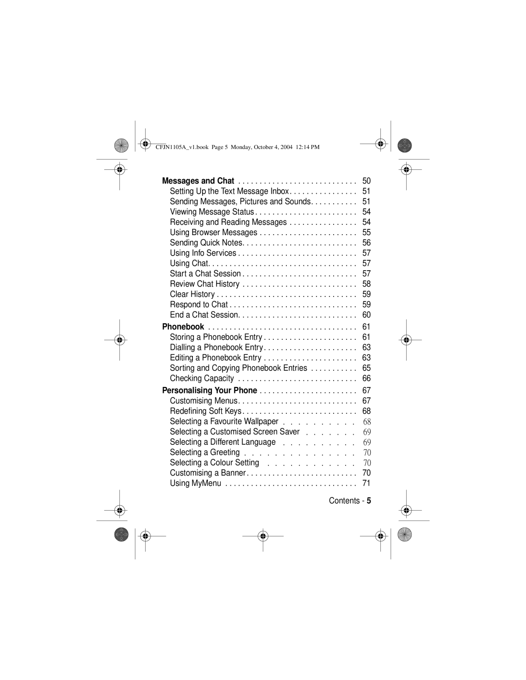 Motorola C155, C156 manual Customising a Banner Using MyMenu Contents 