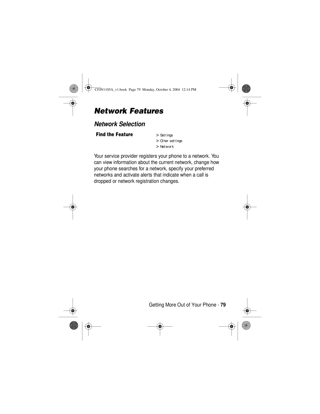 Motorola C155, C156 manual Network Features, Network Selection 