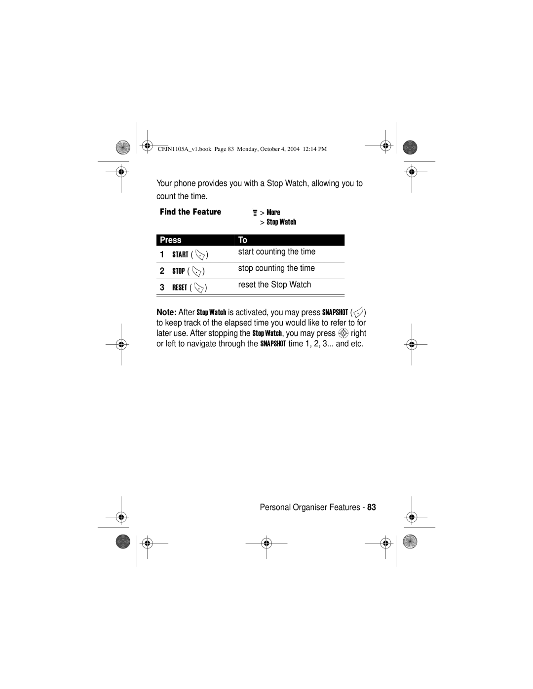 Motorola C155, C156 manual Start counting the time 