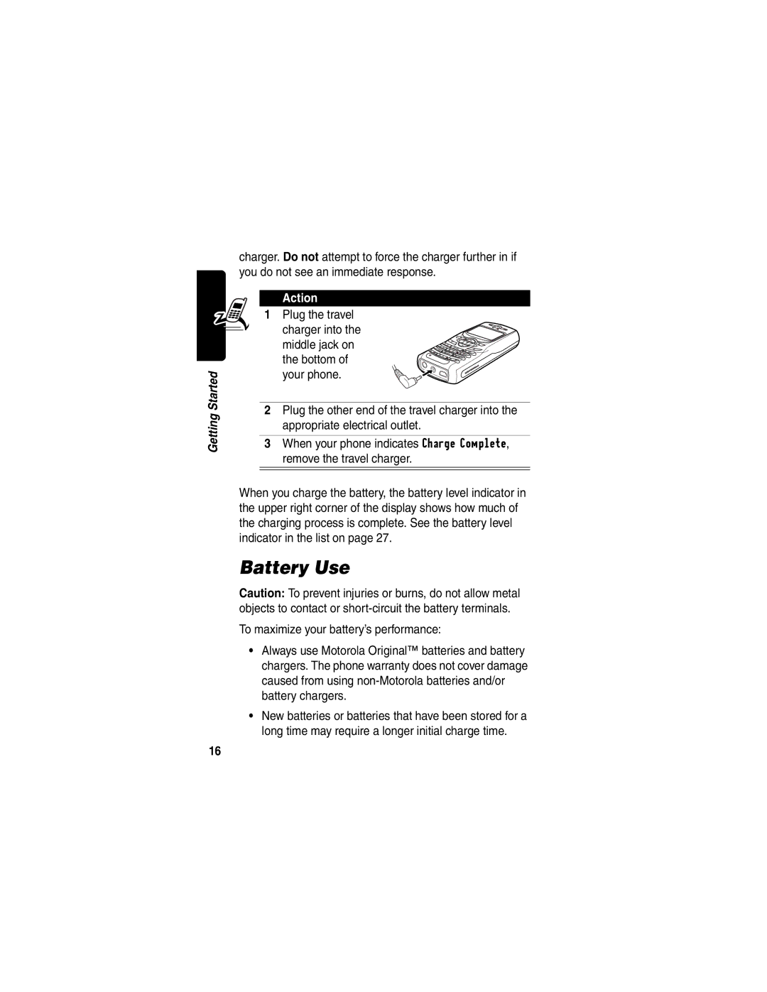 Motorola C256 manual Battery Use 