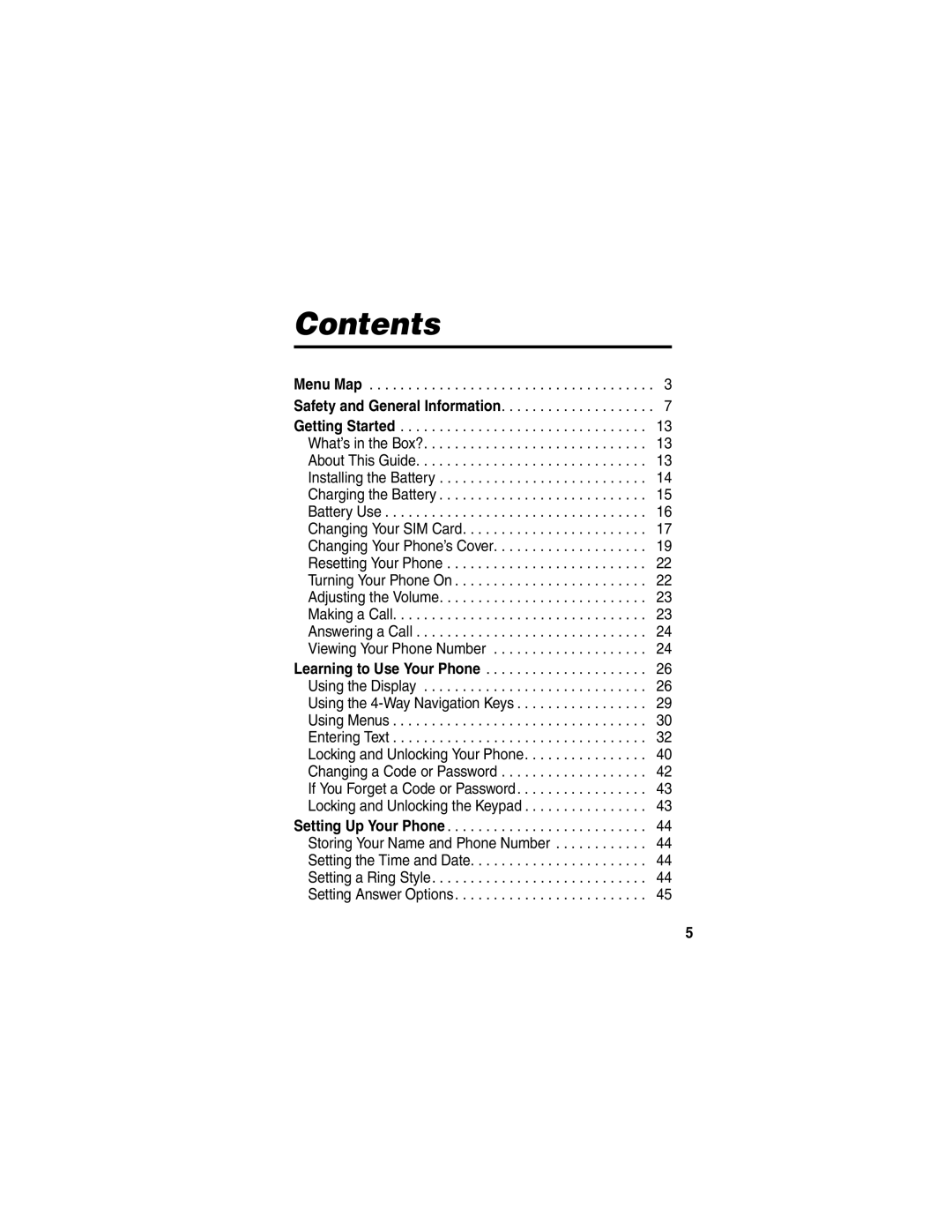 Motorola C256 manual Contents 