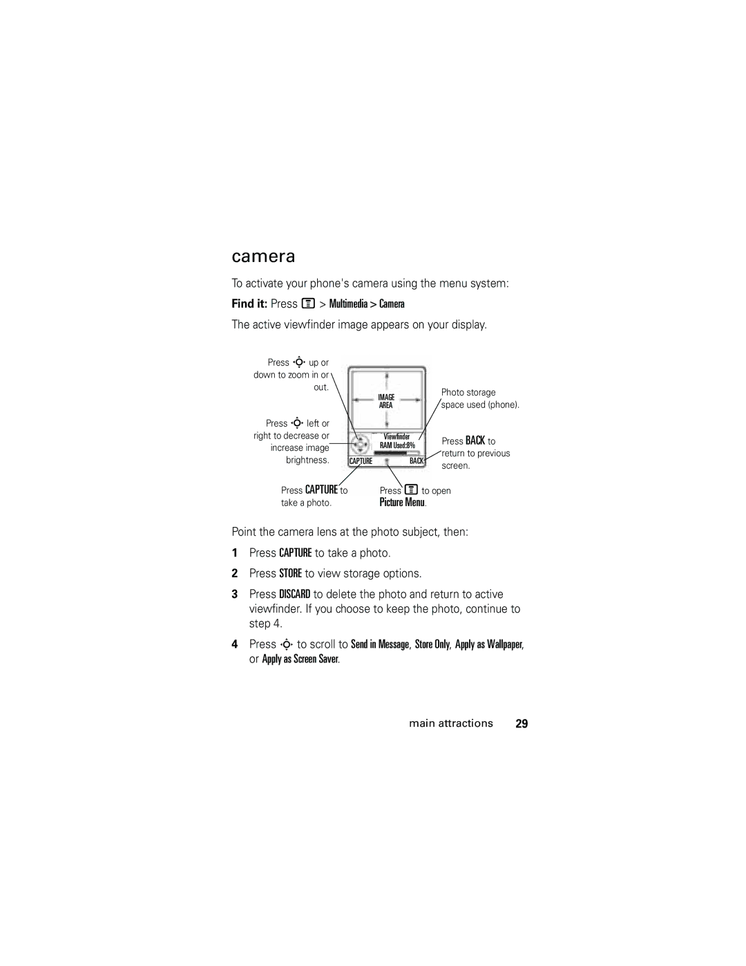 Motorola C261 GSM manual Camera 