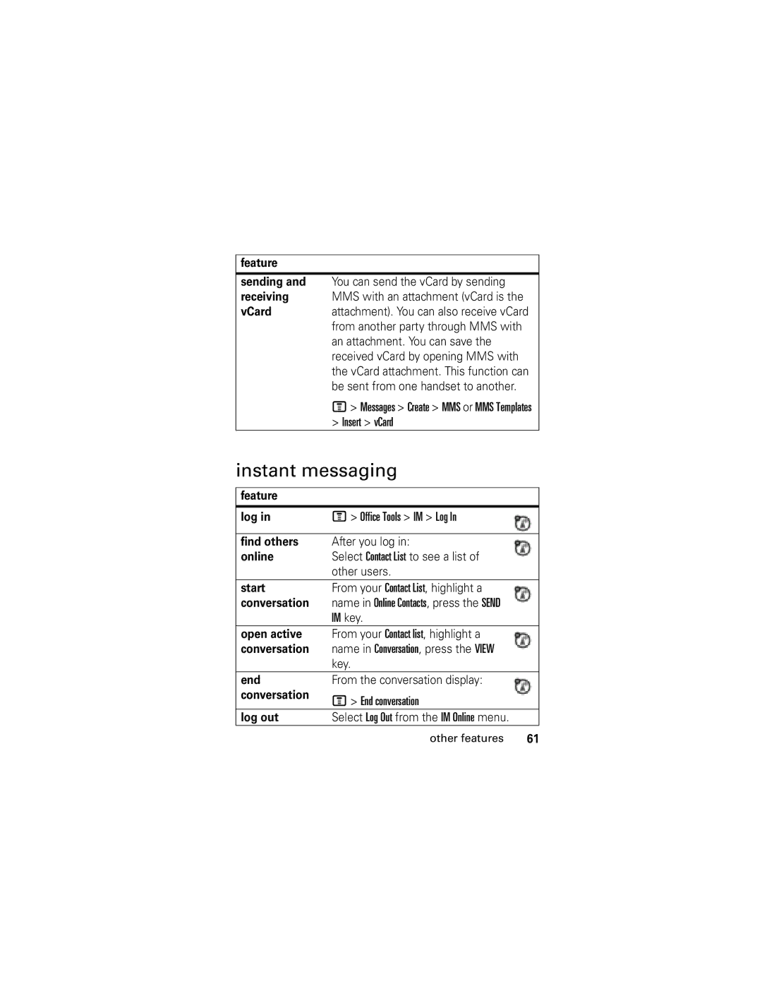 Motorola C261 GSM manual Instant messaging 