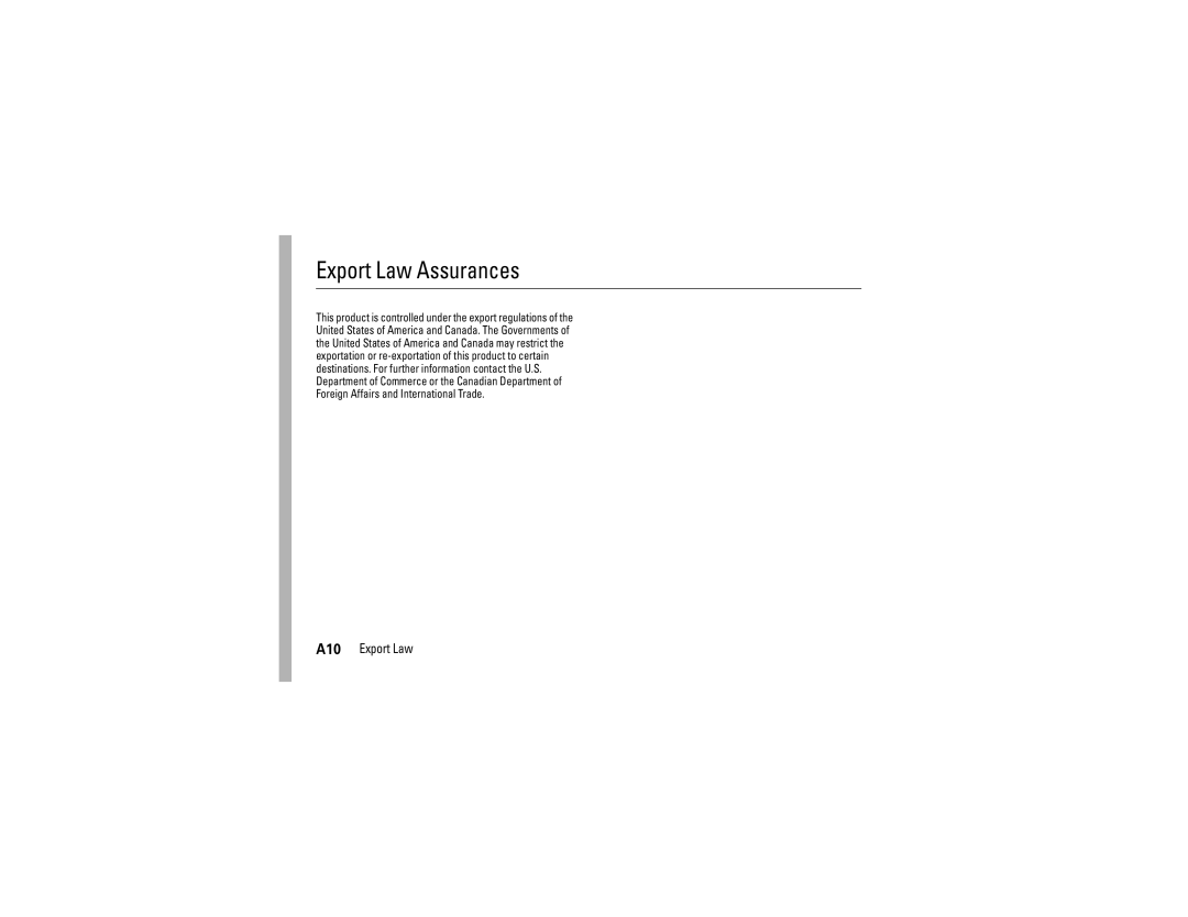 Motorola C290 manual Export Law Assurances 