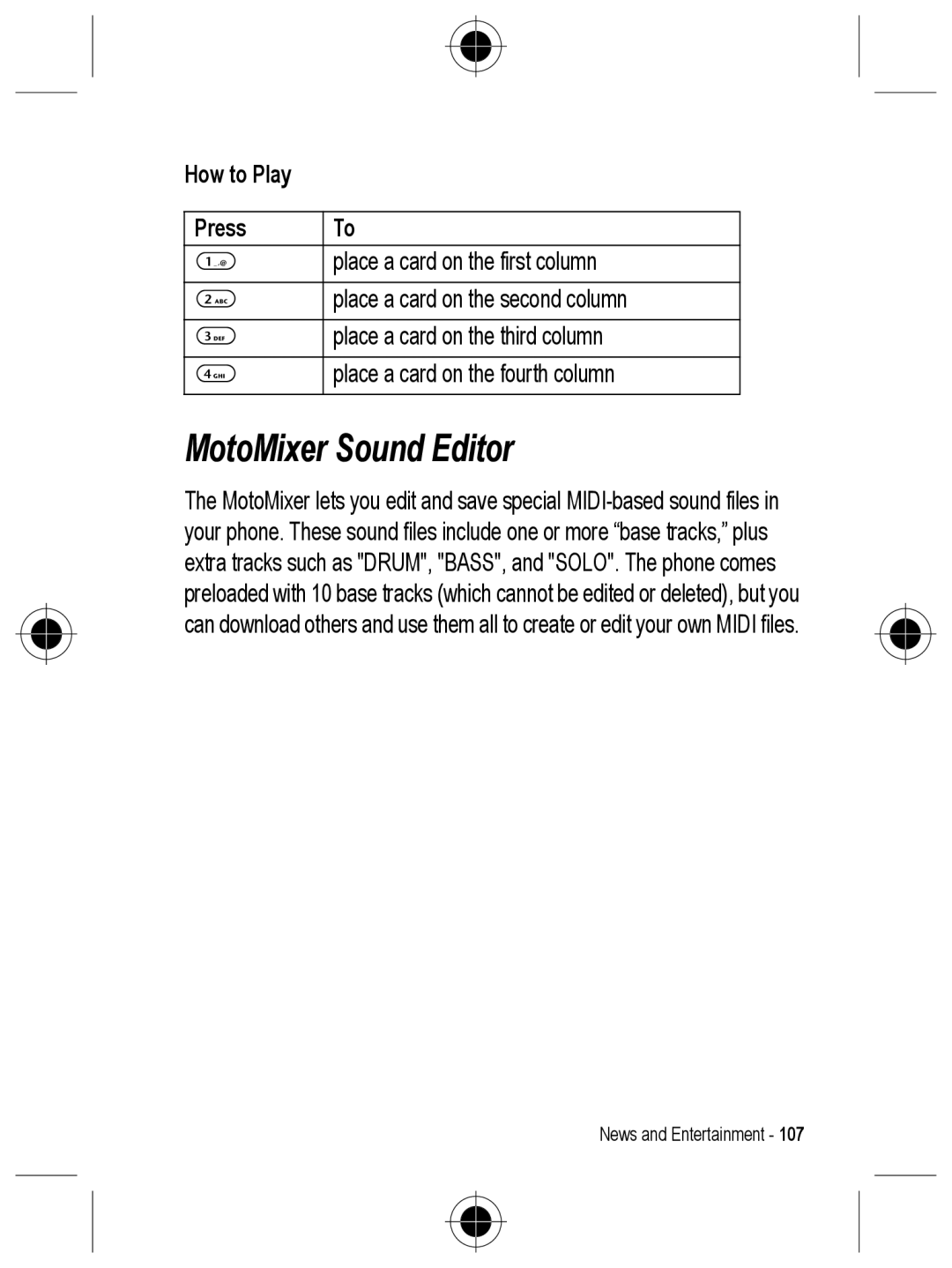 Motorola C330 manual MotoMixer Sound Editor 