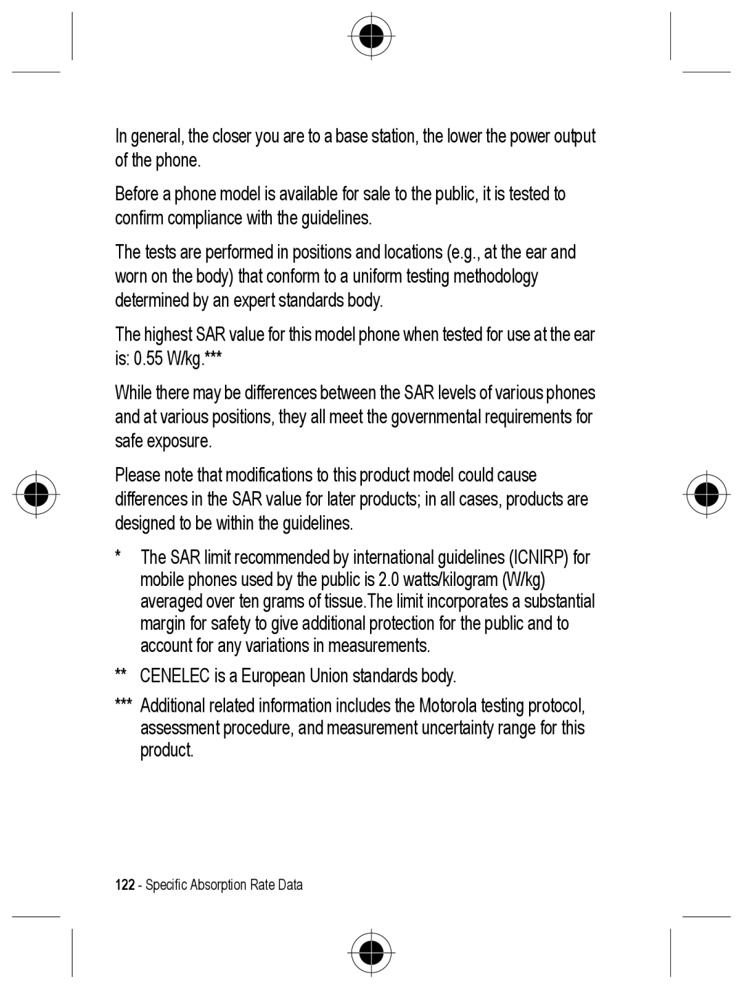 Motorola C330 manual Specific Absorption Rate Data 