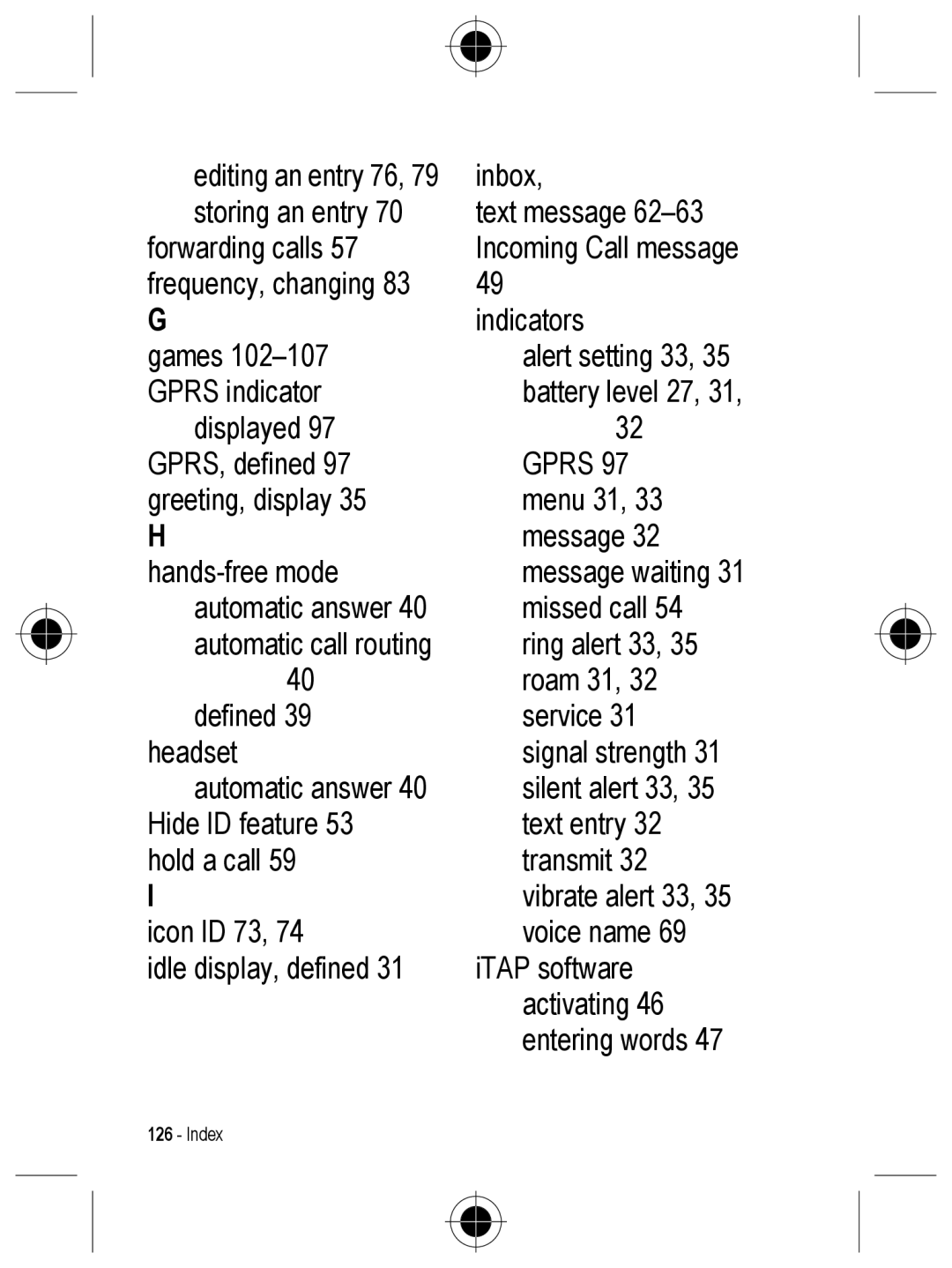 Motorola C330 manual Index 