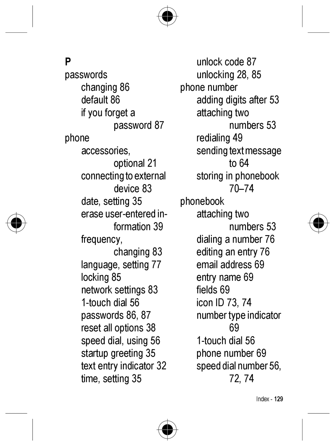 Motorola C330 manual Passwords 