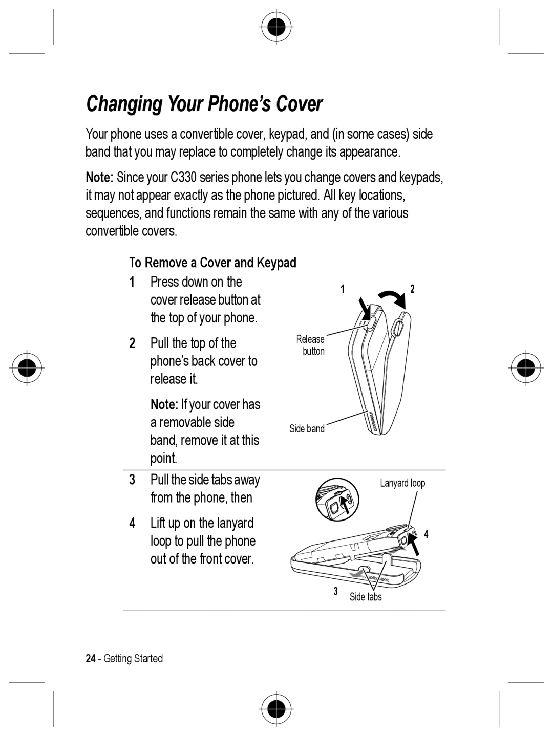 Motorola C330 manual Changing Your Phone’s Cover 