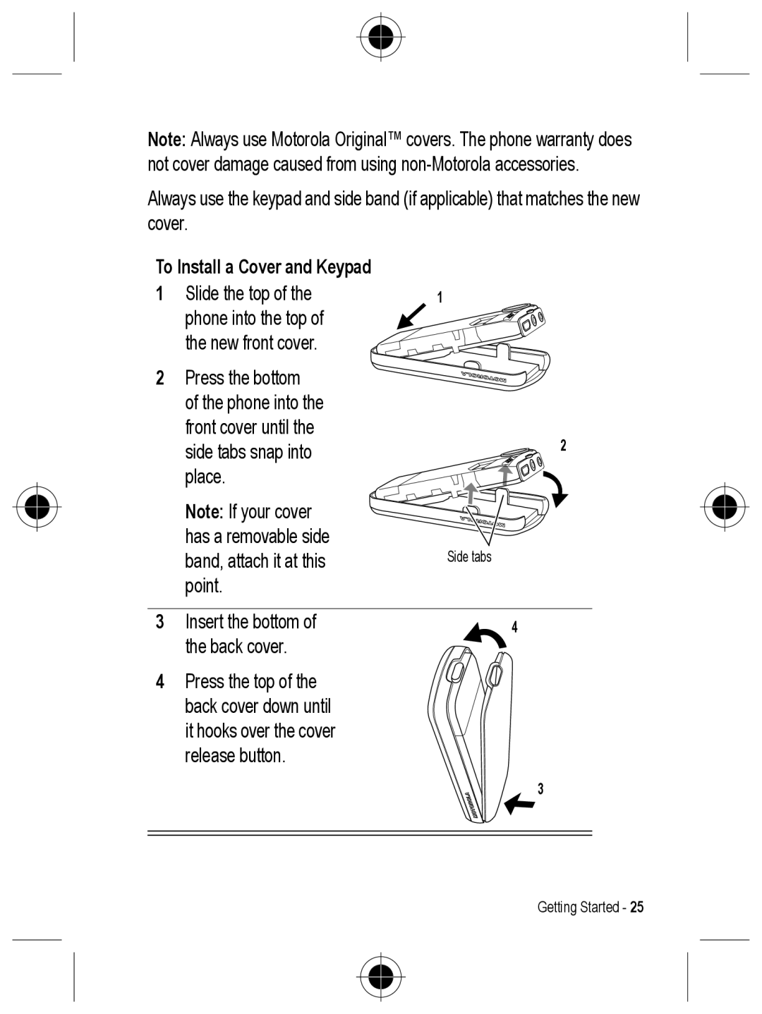 Motorola C330 manual To Install a Cover and Keypad 