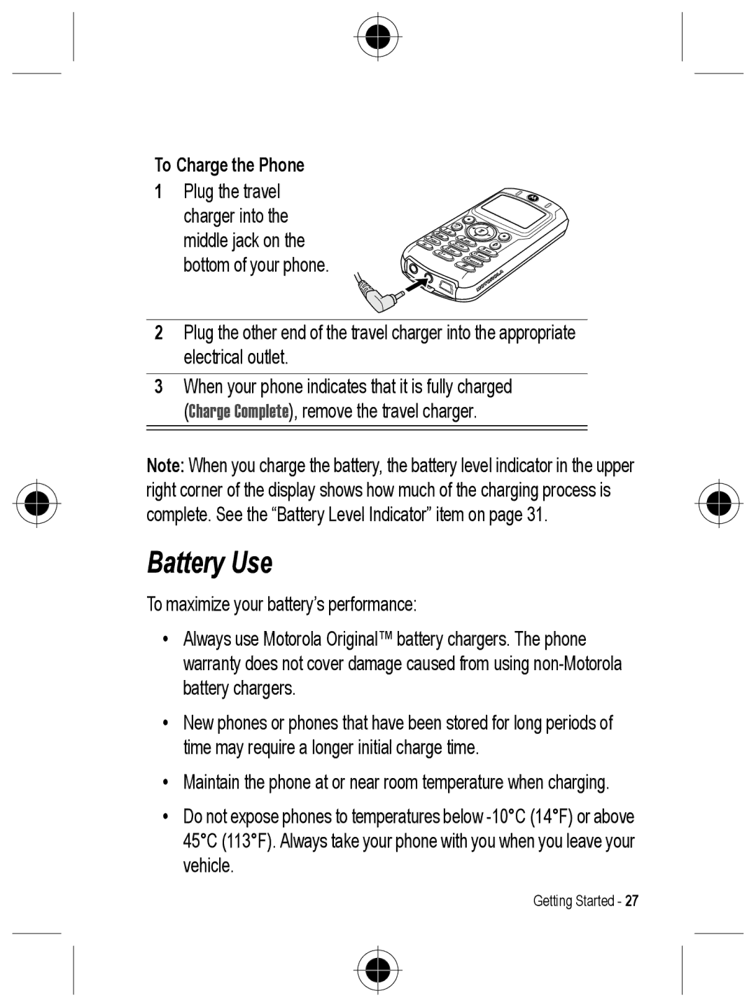 Motorola C330 manual Battery Use 