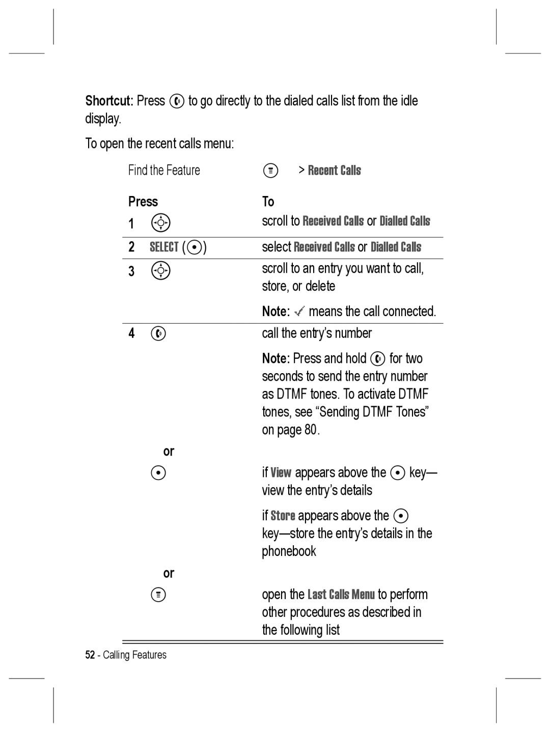 Motorola C330 manual Scroll to Received Calls or Dialled Calls, Select Received Calls or Dialled Calls 