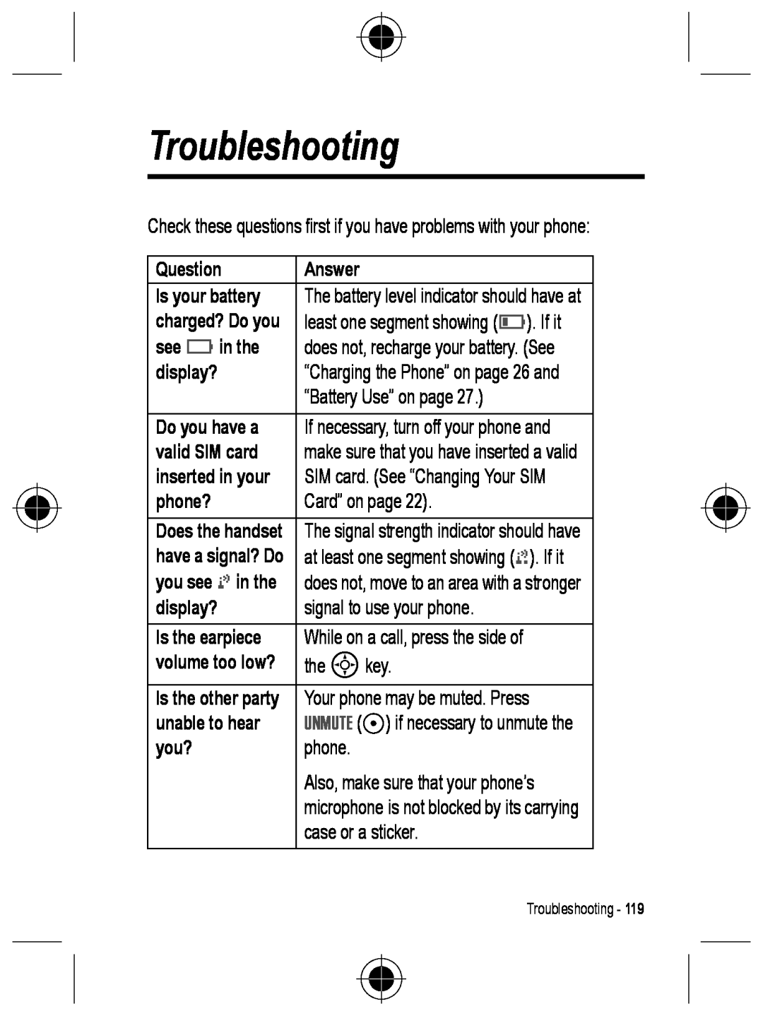 Motorola C330 manual Troubleshooting 