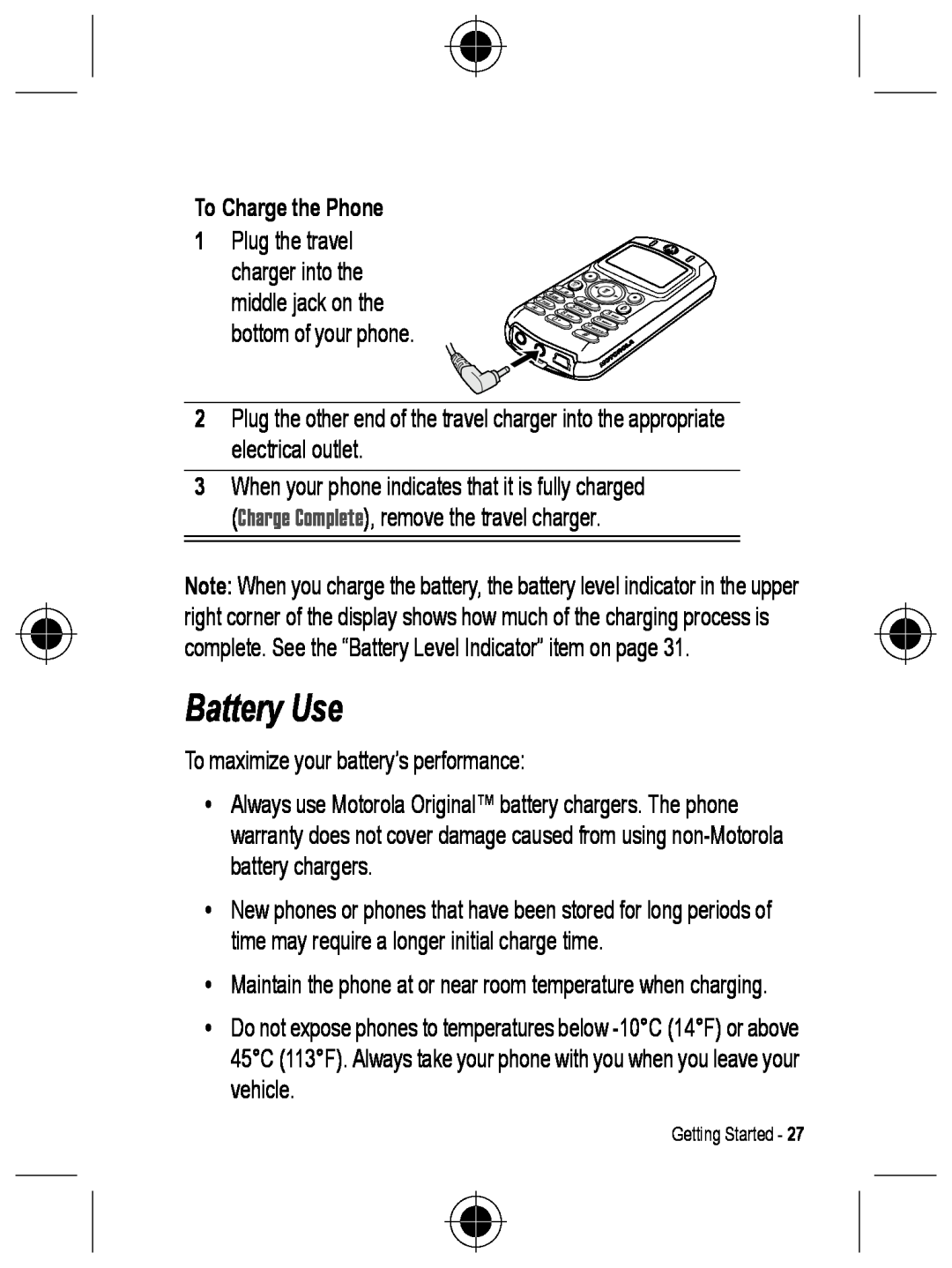 Motorola C330 manual Battery Use 