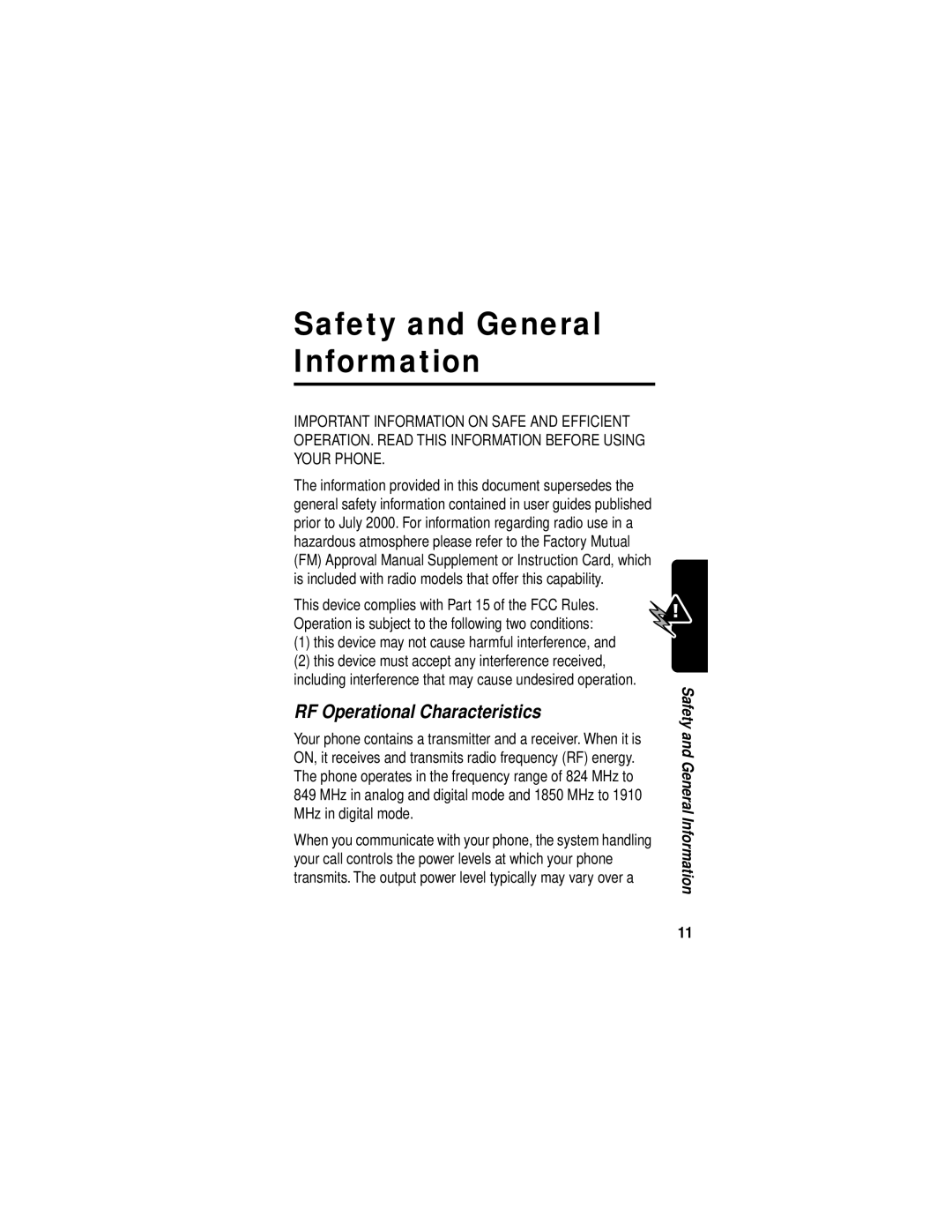 Motorola C331 manual Safety and General Information, This device may not cause harmful interference 