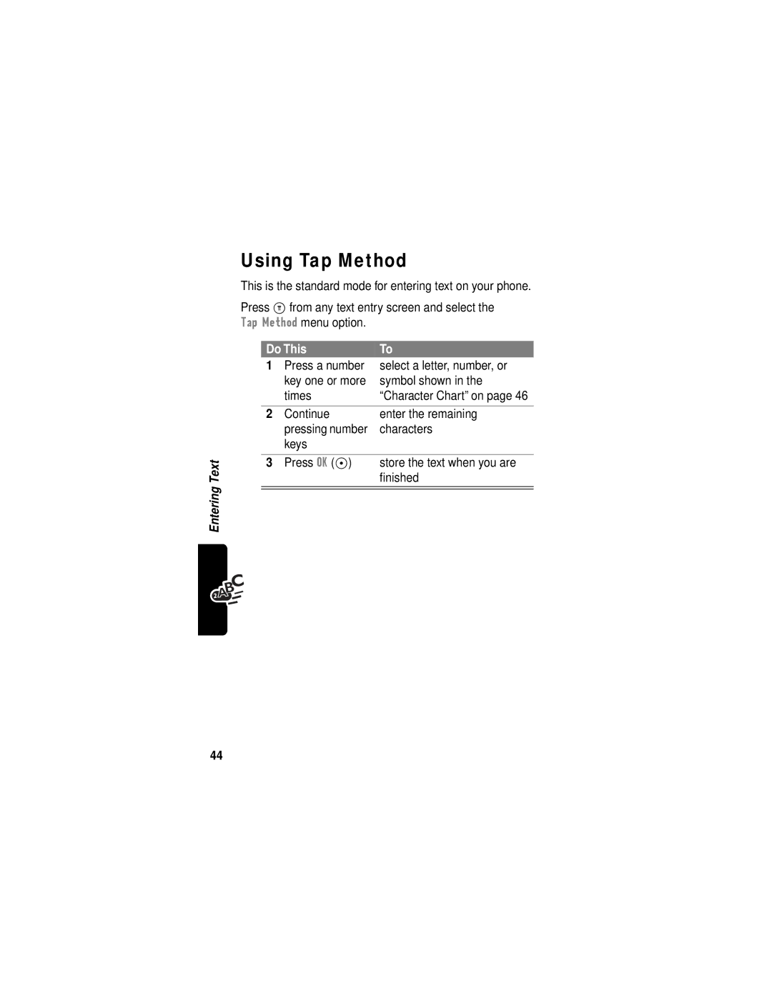 Motorola C331 manual Using Tap Method, Do This 