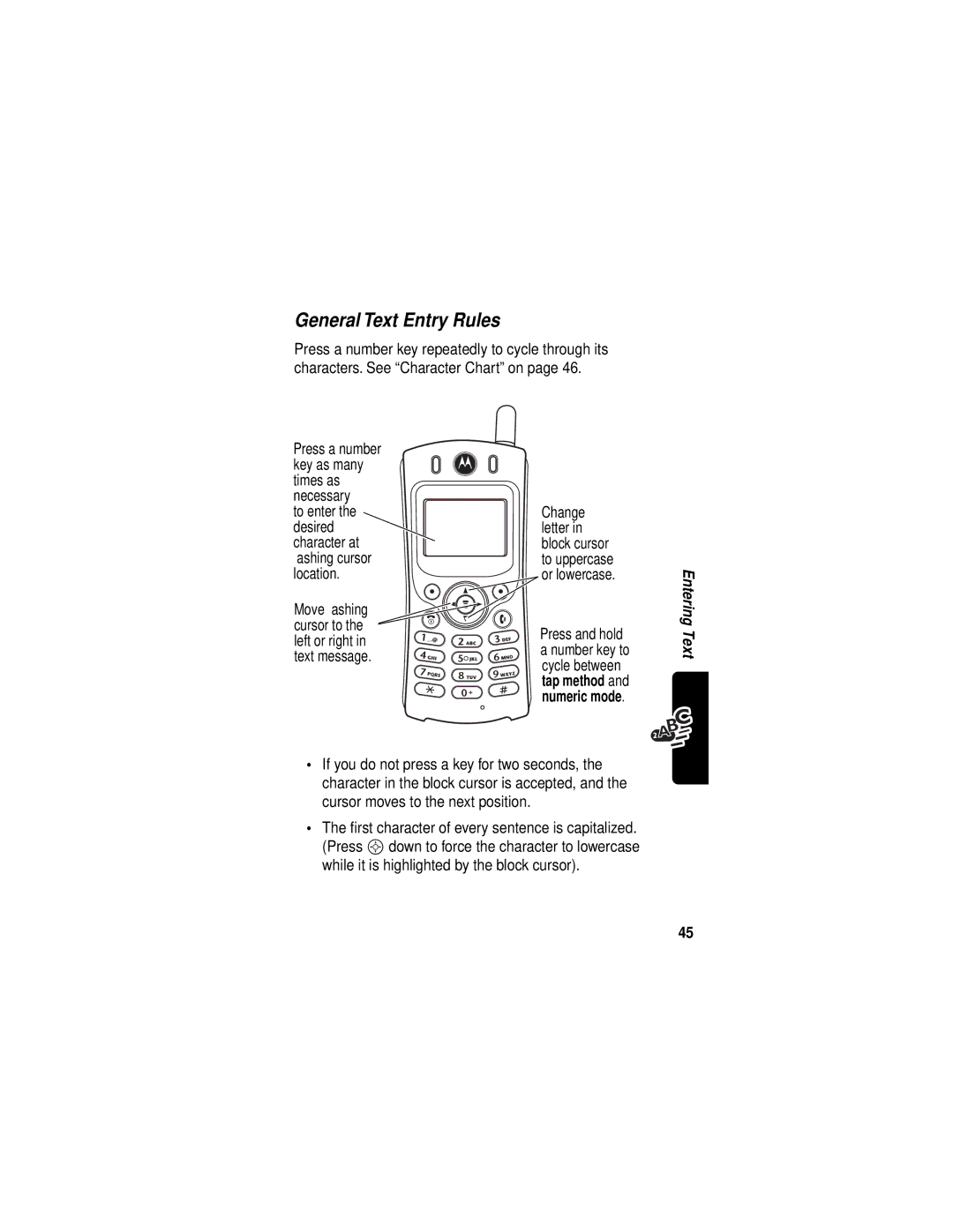 Motorola C331 manual General Text Entry Rules 