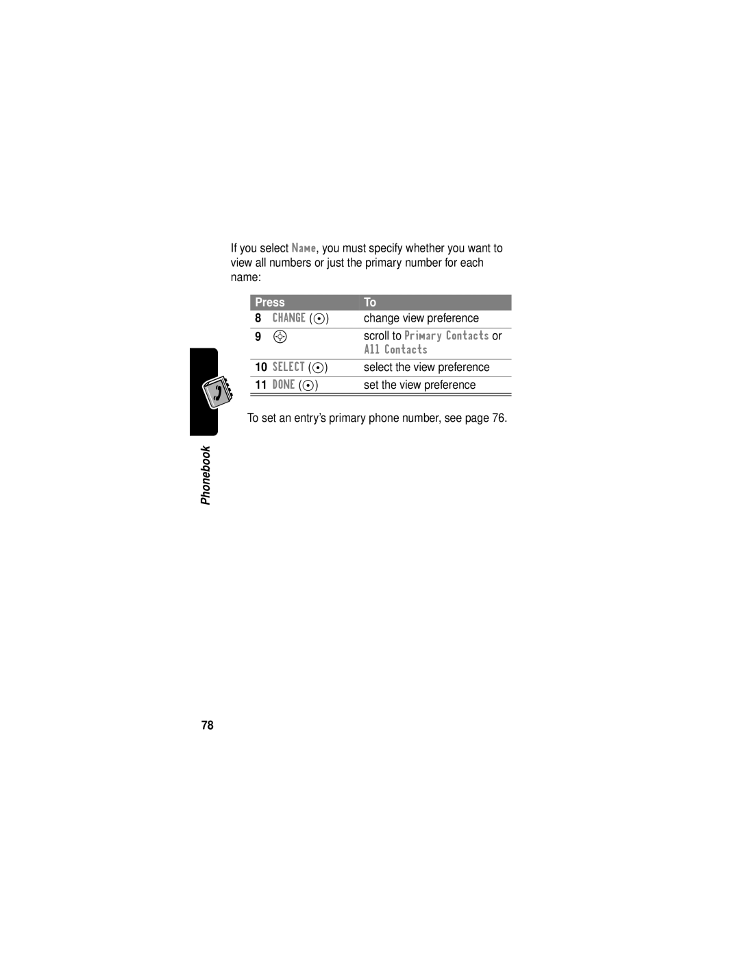 Motorola C331 manual Change view preference, Select the view preference, Set the view preference 