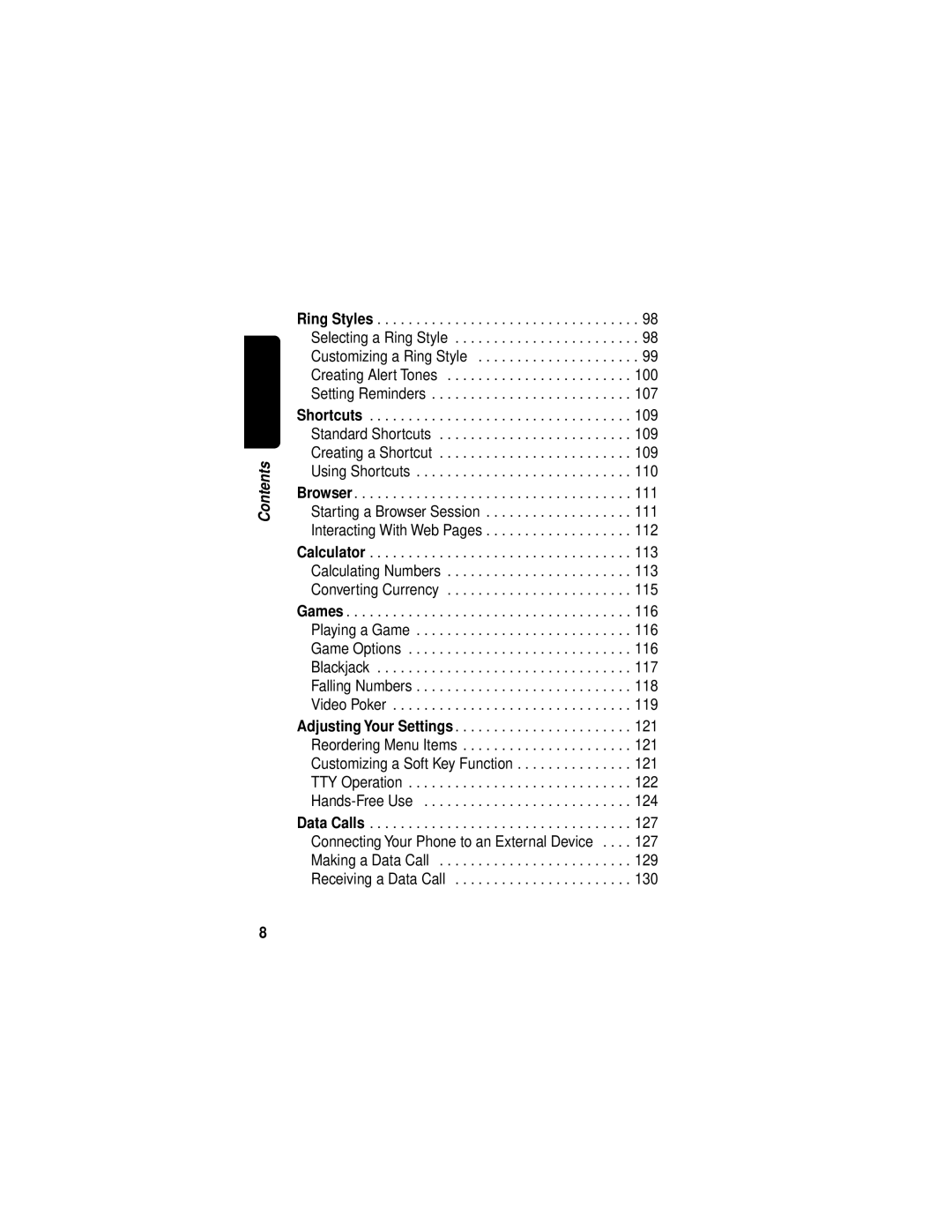 Motorola C331 manual Standard Shortcuts Creating a Shortcut, Starting a Browser Session Interacting With Web Pages 