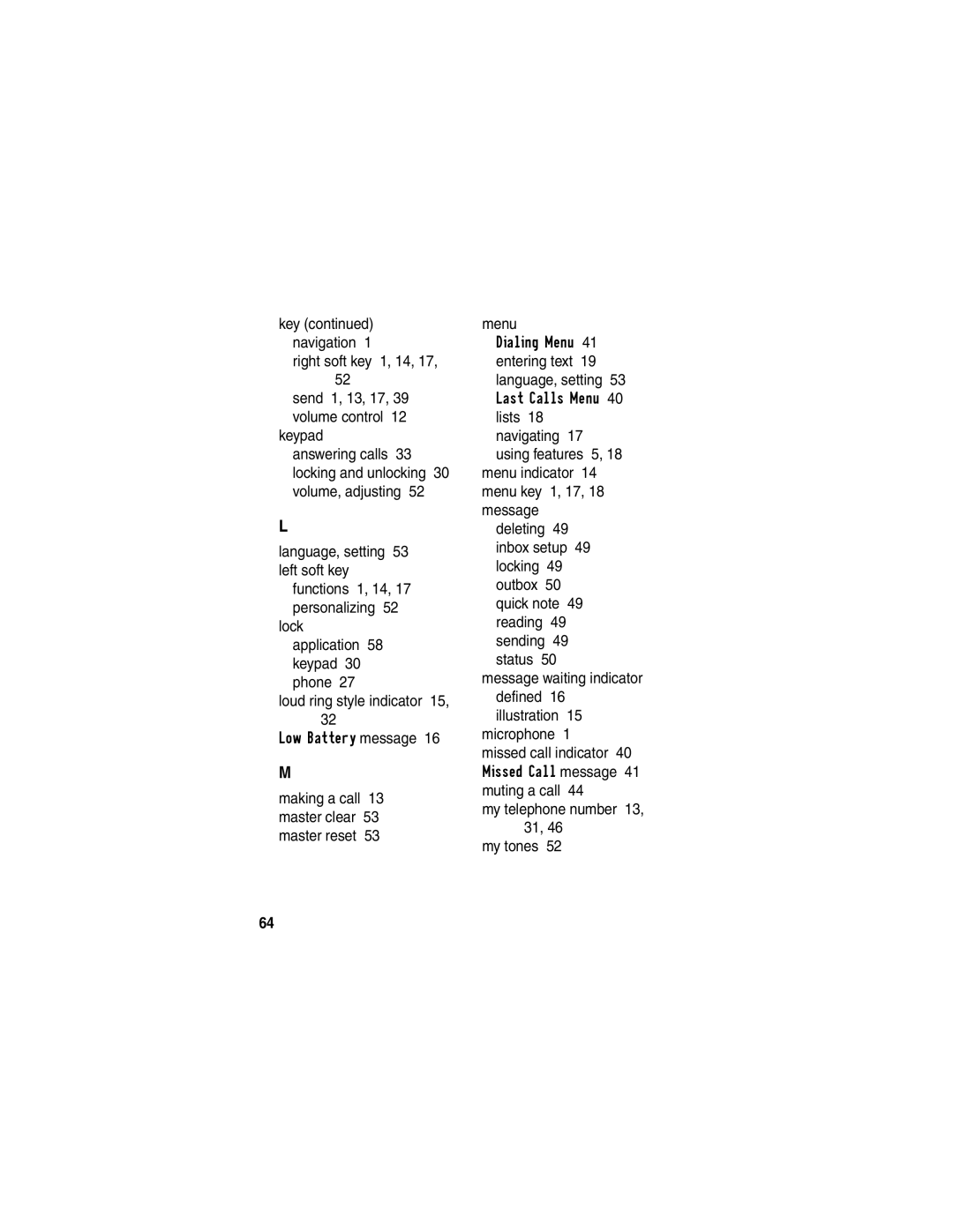 Motorola C341 manual Key navigation 