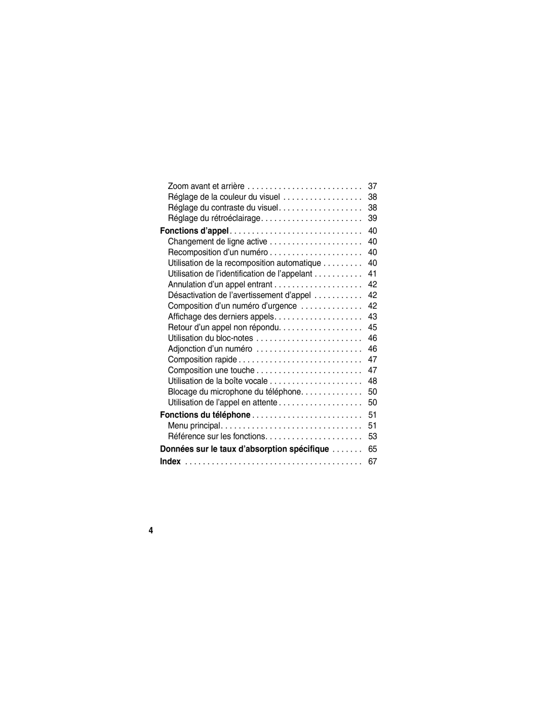 Motorola C341 manual Données sur le taux d’absorption spécifique 