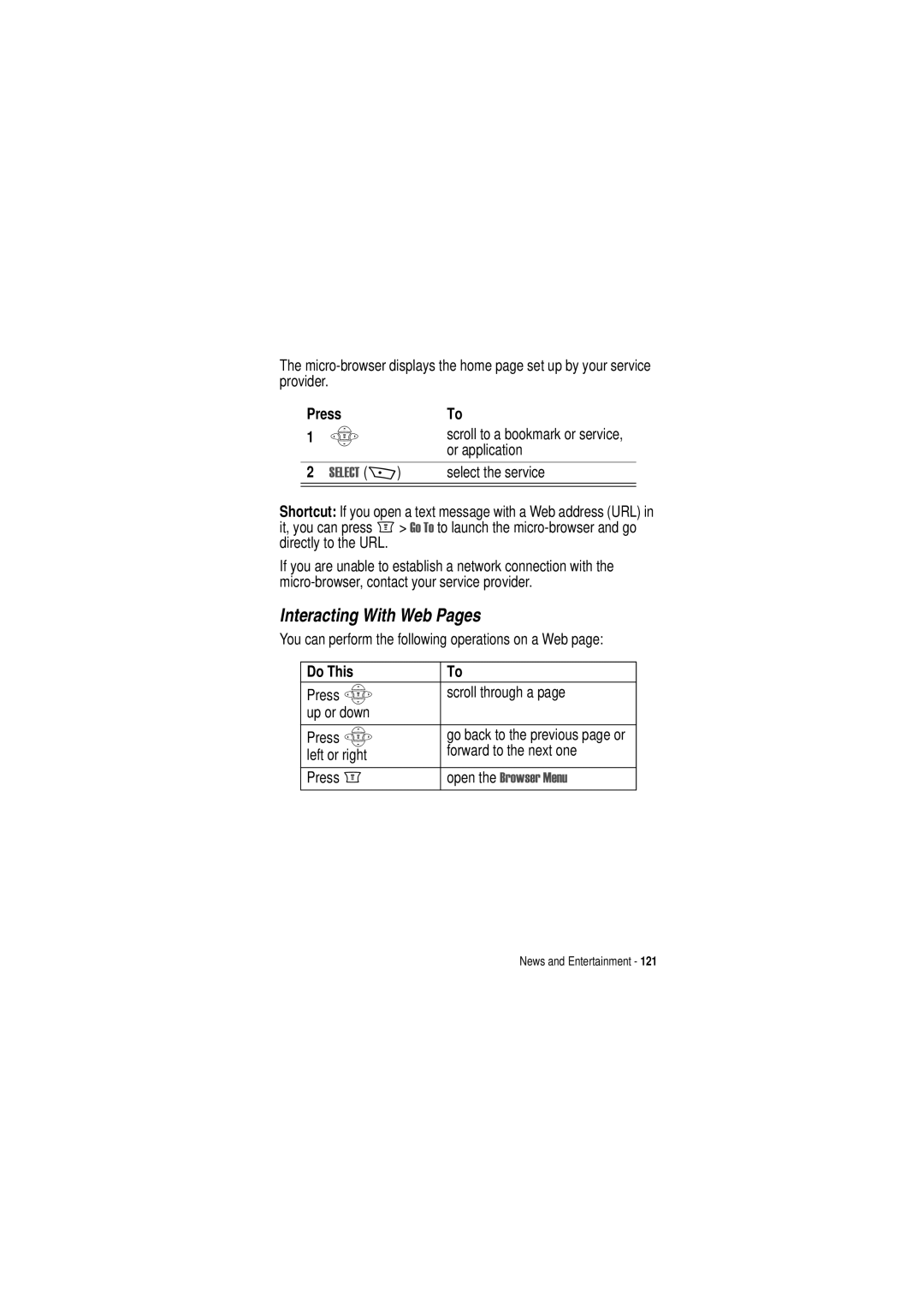 Motorola C350 manual Interacting With Web Pages, Open the %URZVHU 0HQX 