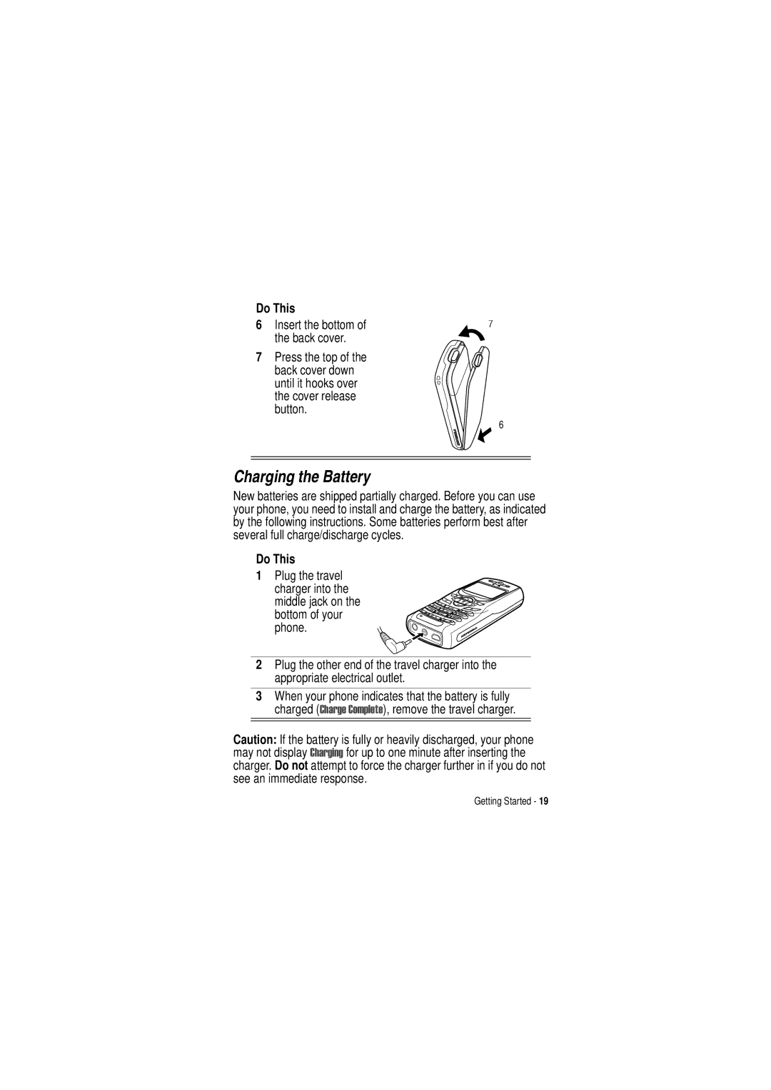 Motorola C350 manual Charging the Battery 