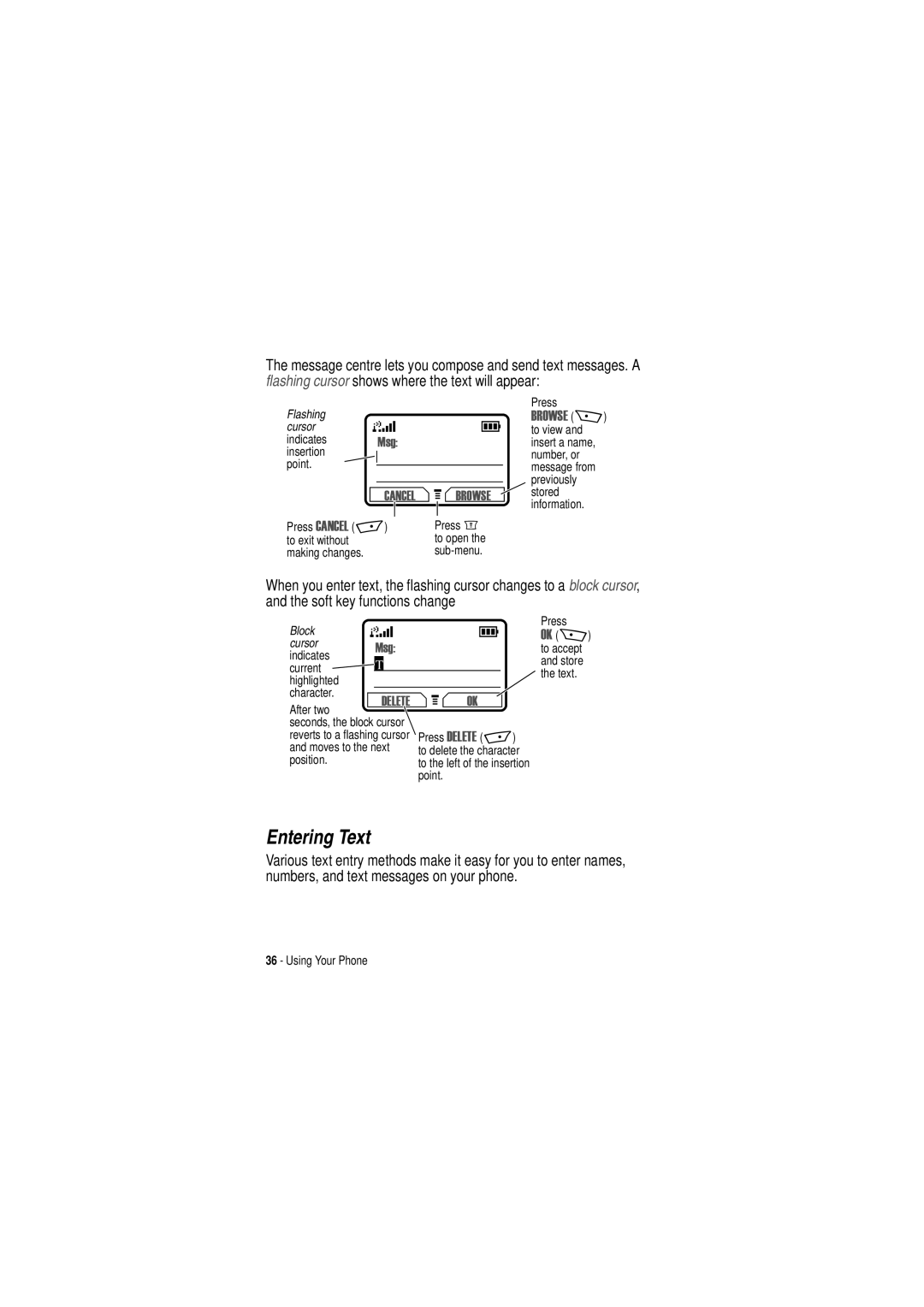 Motorola C350 manual Entering Text, 526 + 