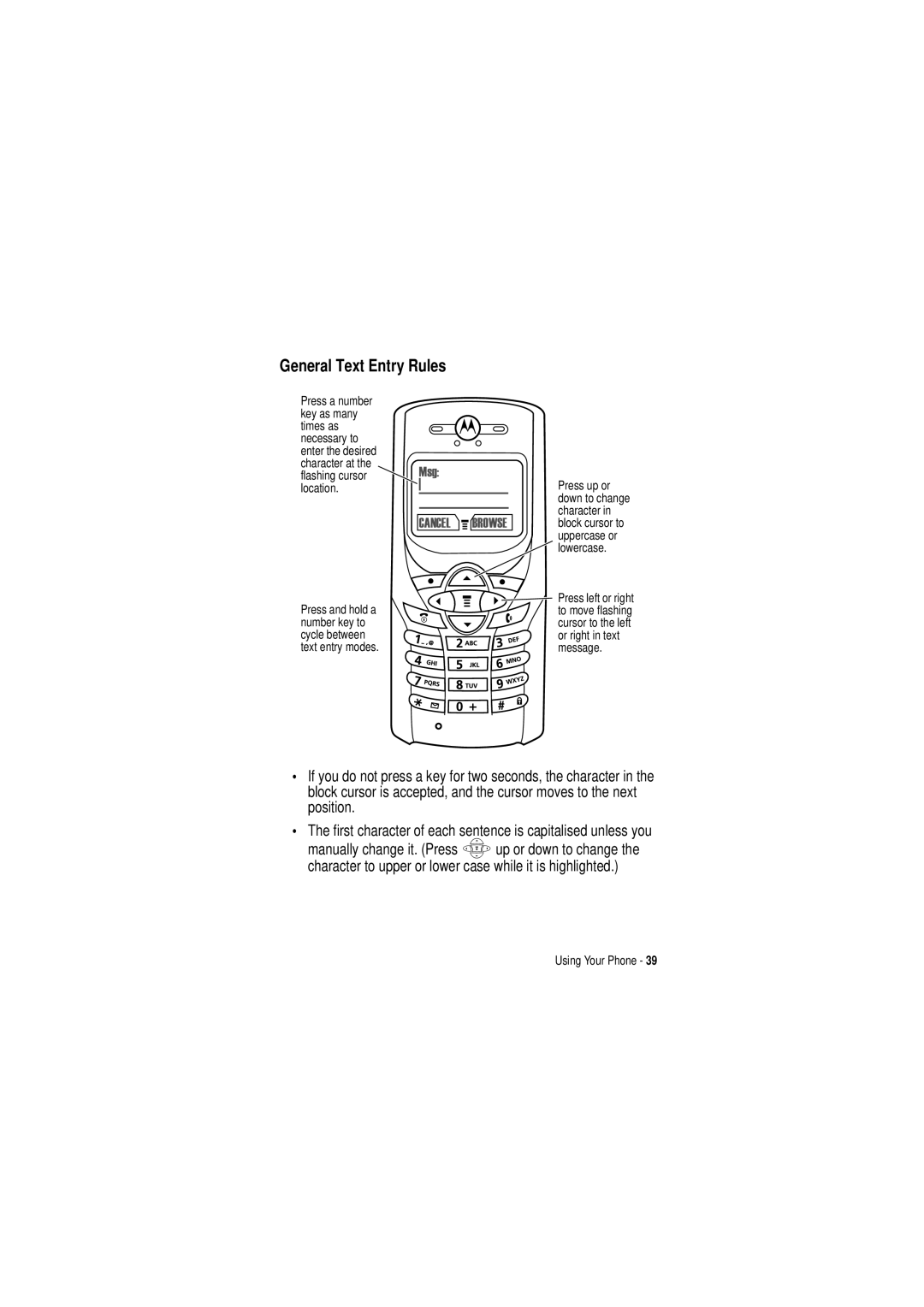 Motorola C350 manual General Text Entry Rules, $1&/ M%526 