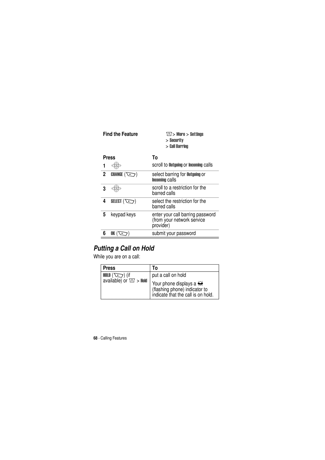 Motorola C350 manual Putting a Call on Hold, 6HFXULW, Doo %Duulqj, Qfrplqj calls 