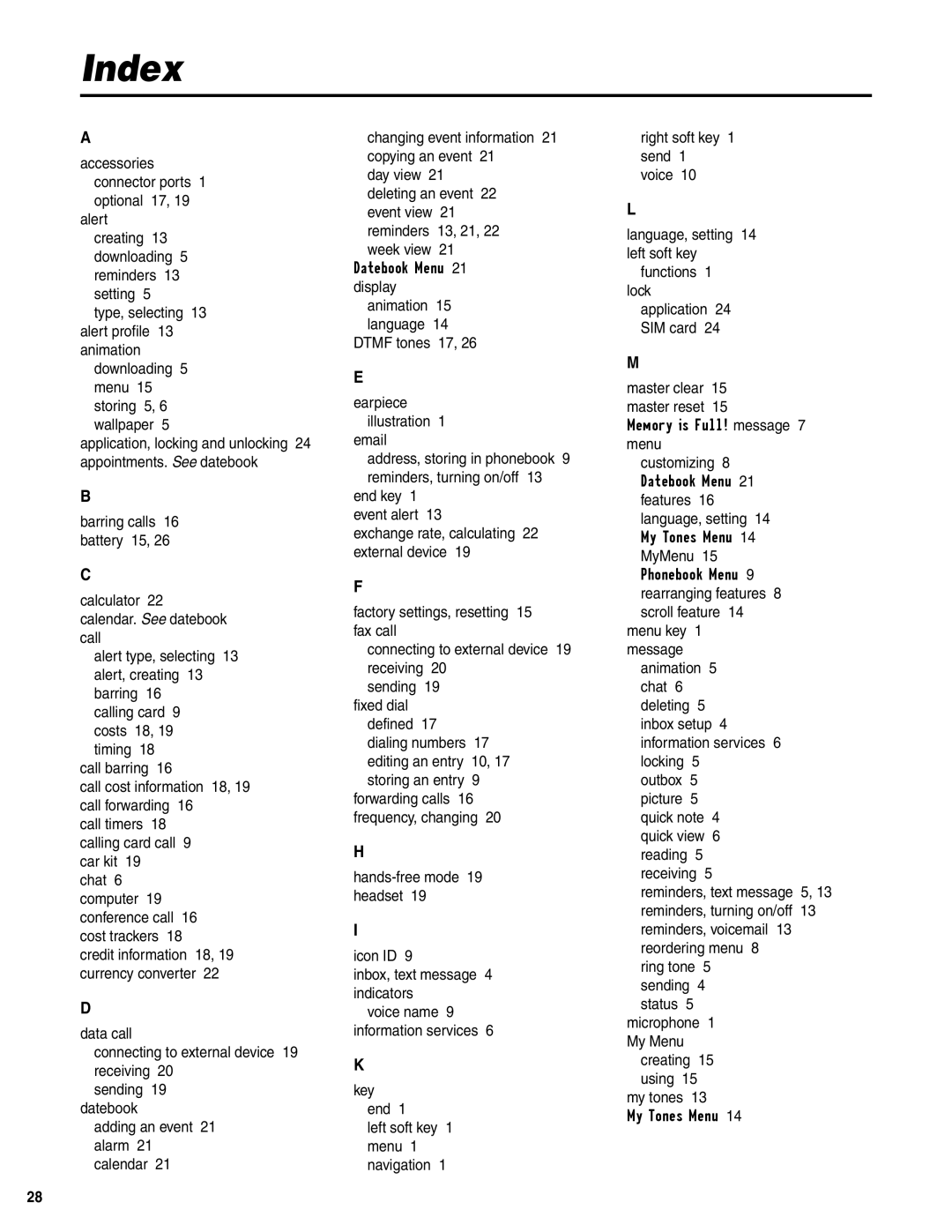 Motorola C350 manual Index 