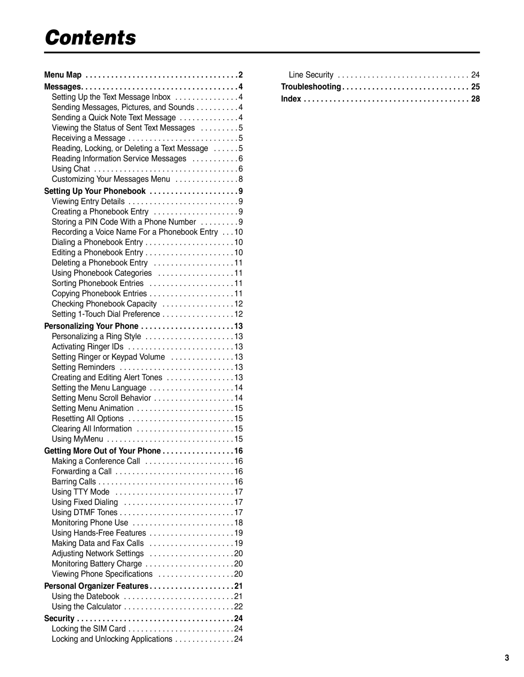 Motorola C350 manual Contents 