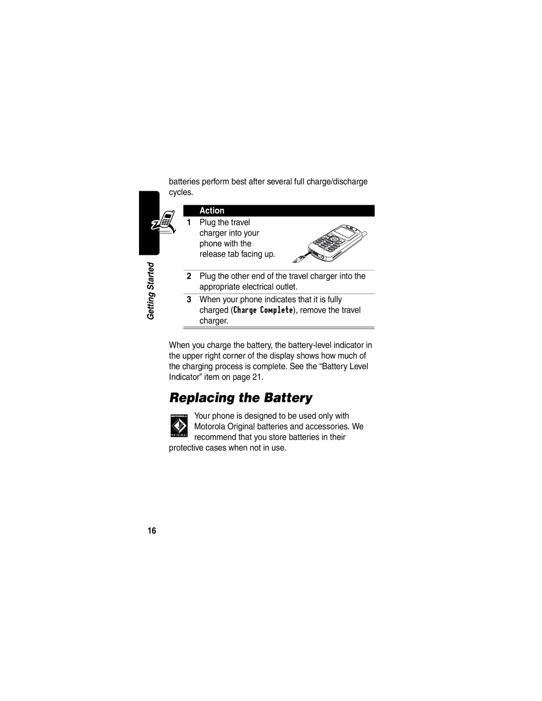 Motorola C353 manual Replacing the Battery, Your phone is designed to be used only with, Protective cases when not in use 