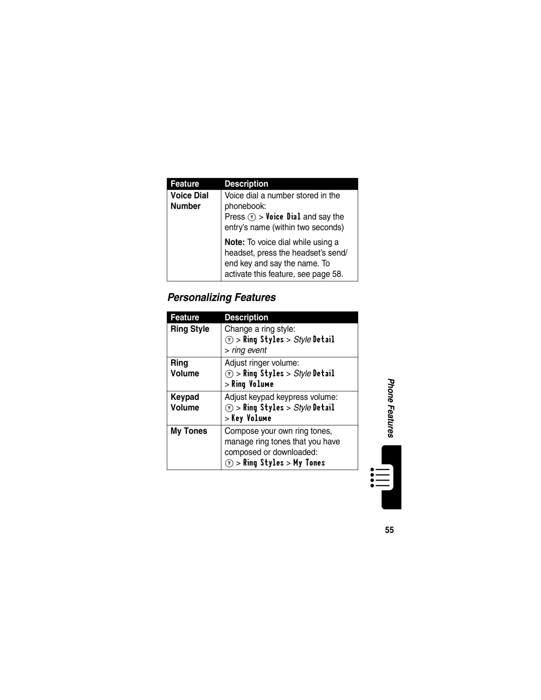 Motorola C353 manual Personalizing Features 