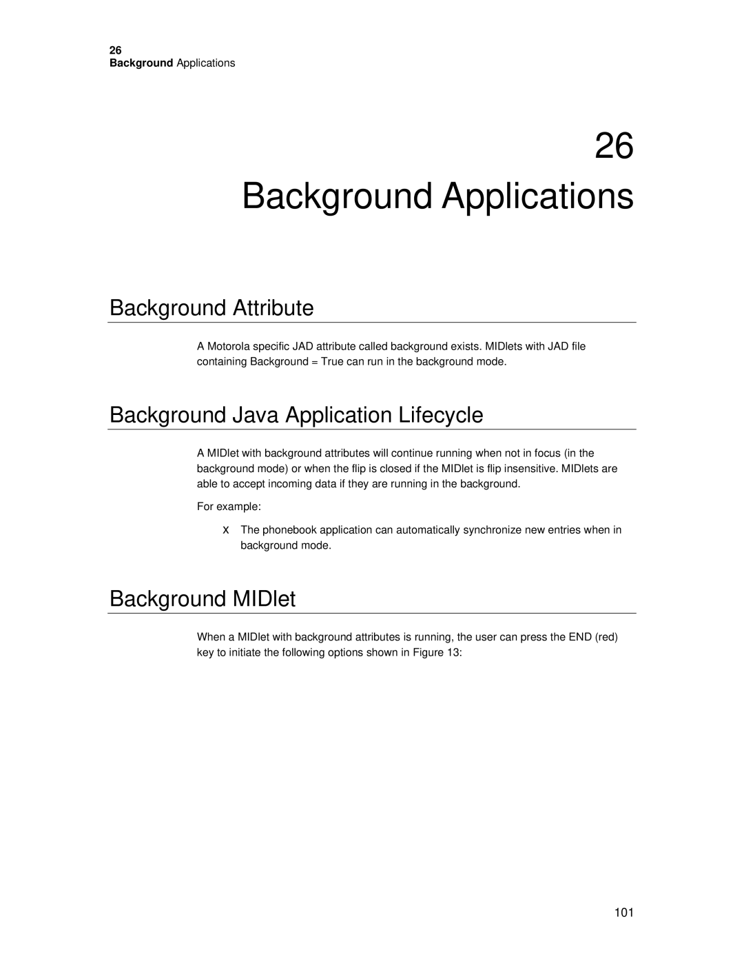 Motorola C381P Background Applications, Background Attribute, Background Java Application Lifecycle, Background MIDlet 