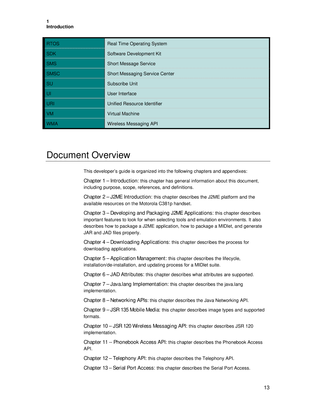 Motorola C381P technical manual Document Overview 