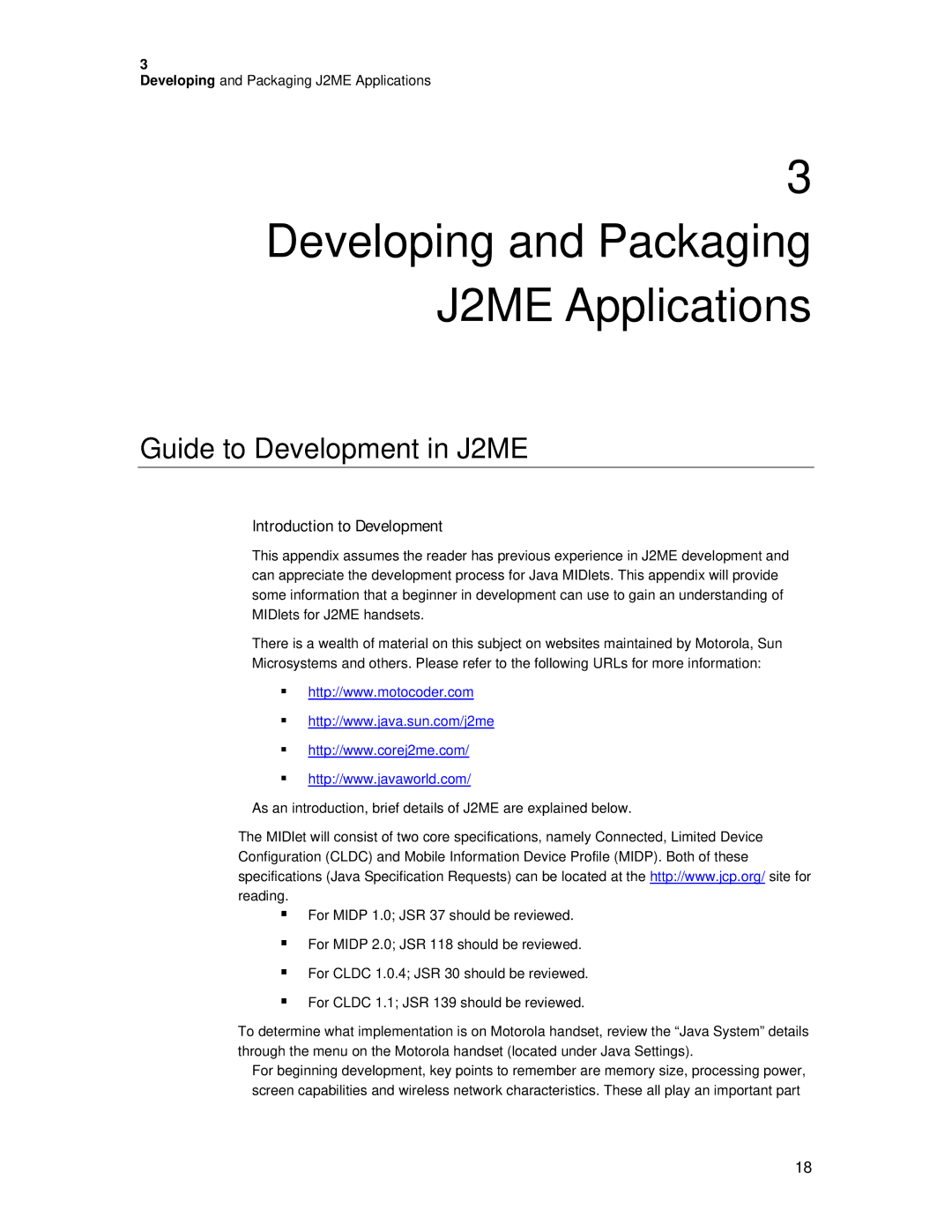 Motorola C381P Developing and Packaging J2ME Applications, Guide to Development in J2ME, Introduction to Development 