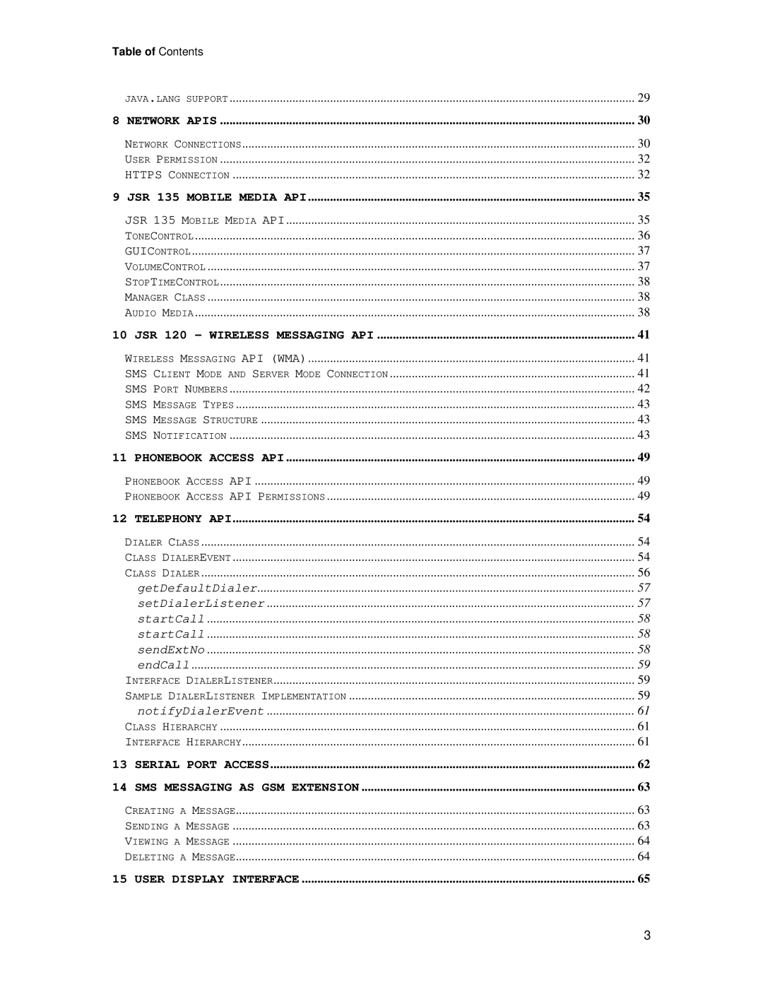 Motorola C381P technical manual Network Apis 