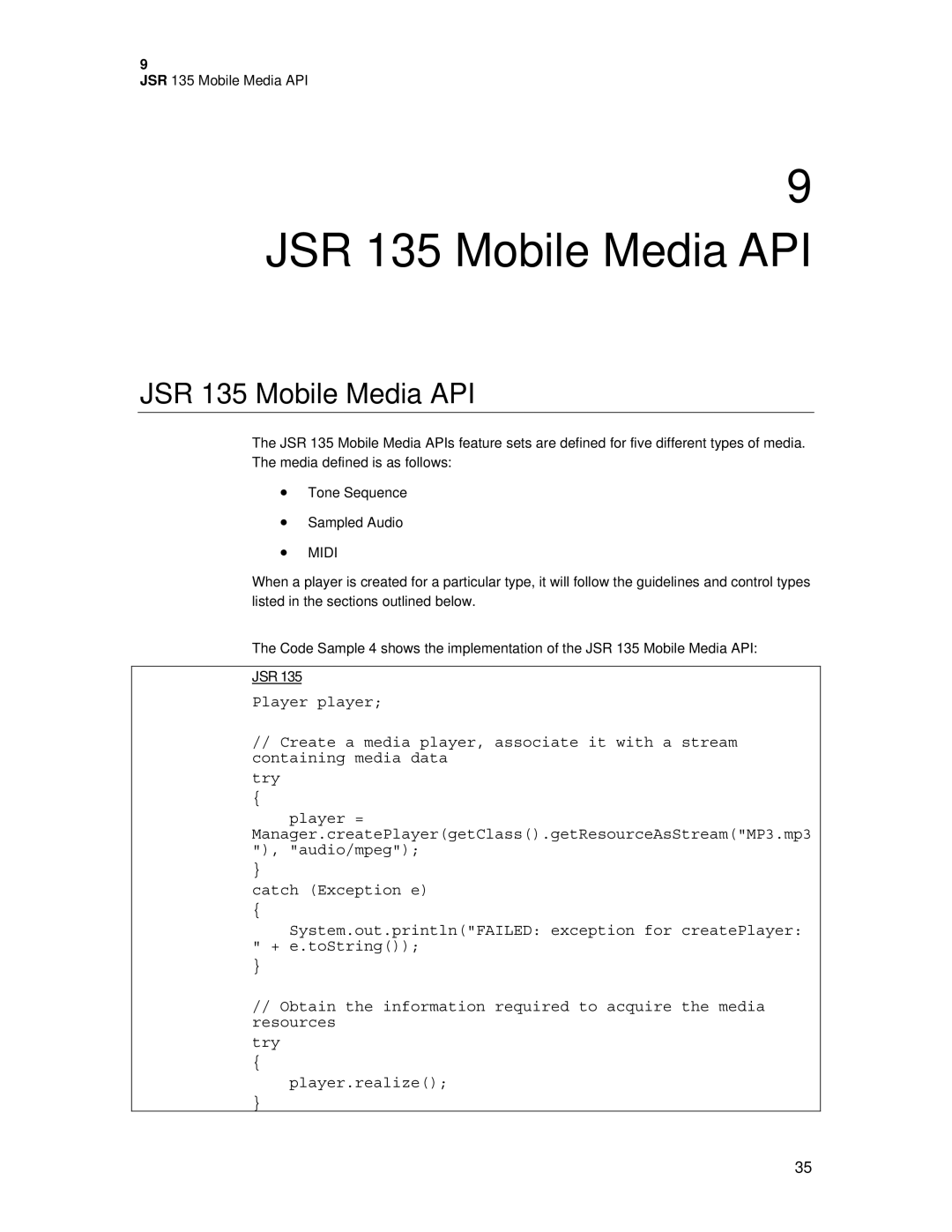 Motorola C381P technical manual JSR 135 Mobile Media API 