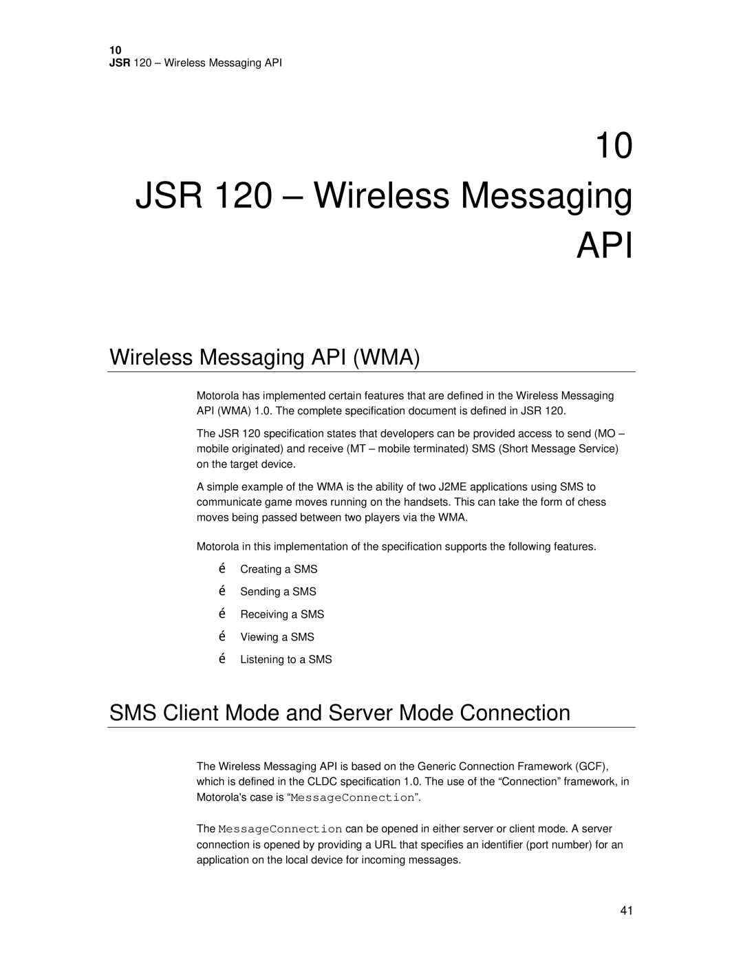 Motorola C381P JSR 120 Wireless Messaging, Wireless Messaging API WMA, SMS Client Mode and Server Mode Connection 