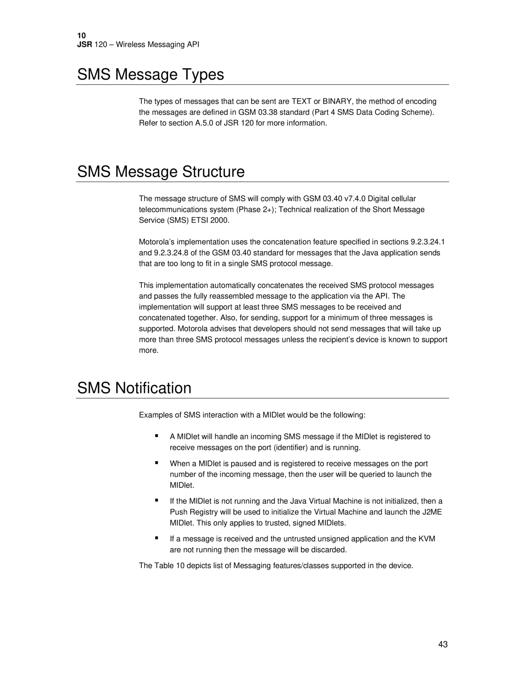 Motorola C381P technical manual SMS Message Types, SMS Message Structure, SMS Notification 