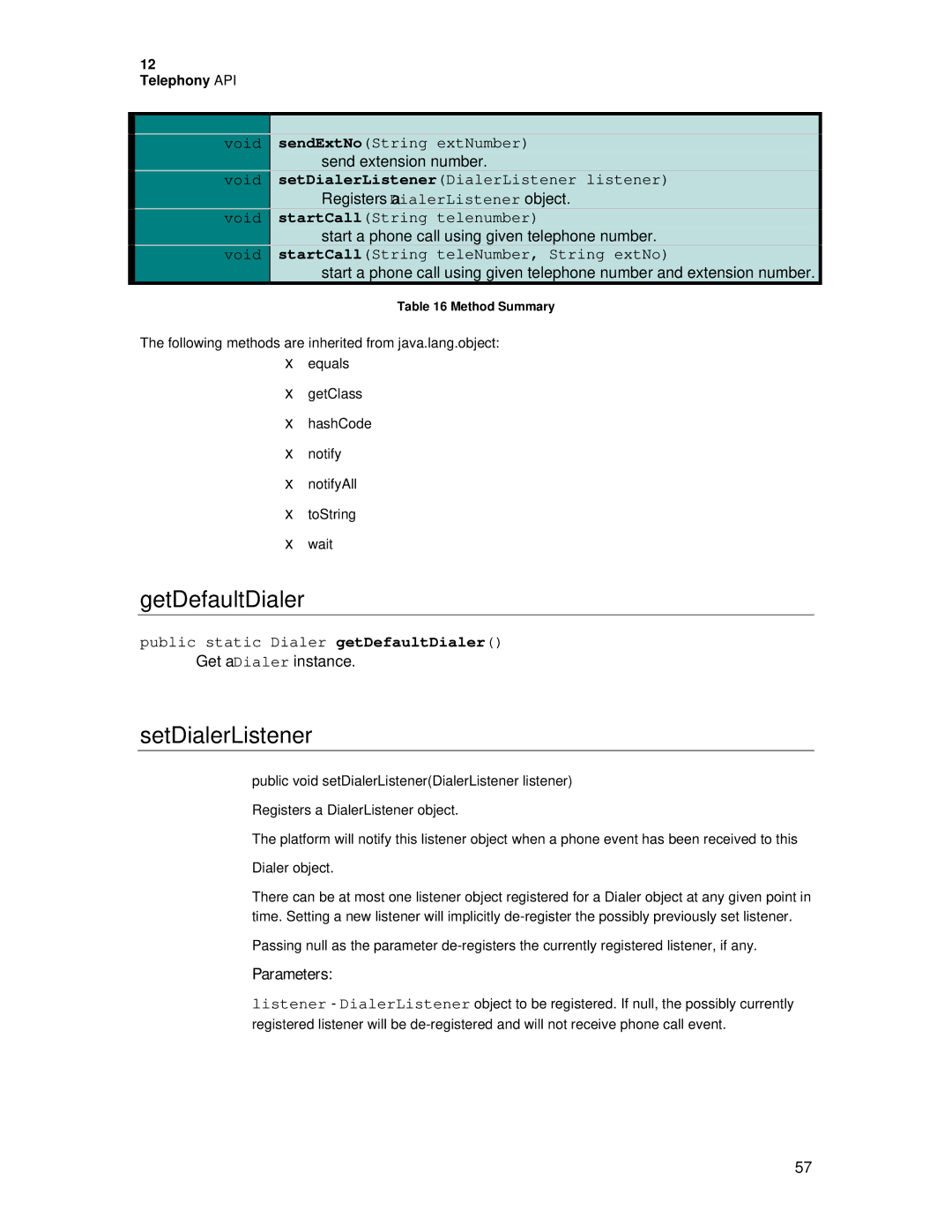 Motorola C381P technical manual SetDialerListener, Parameters 