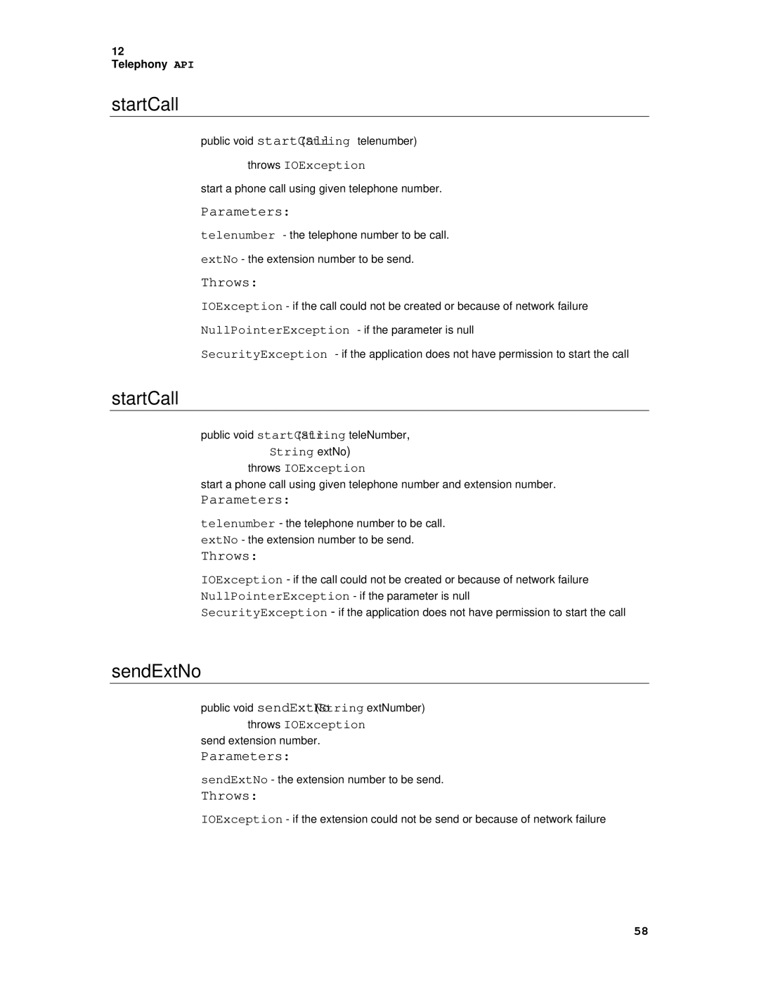 Motorola C381P technical manual StartCall, SendExtNo, Throws 