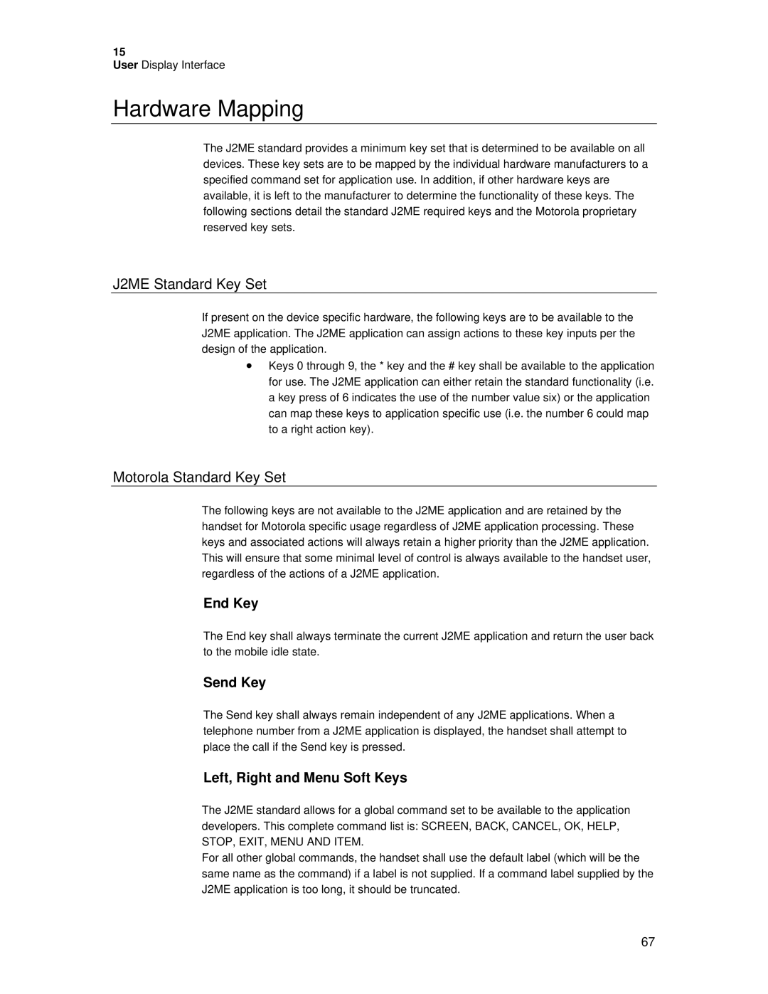 Motorola C381P technical manual Hardware Mapping, End Key, Send Key, Left, Right and Menu Soft Keys 