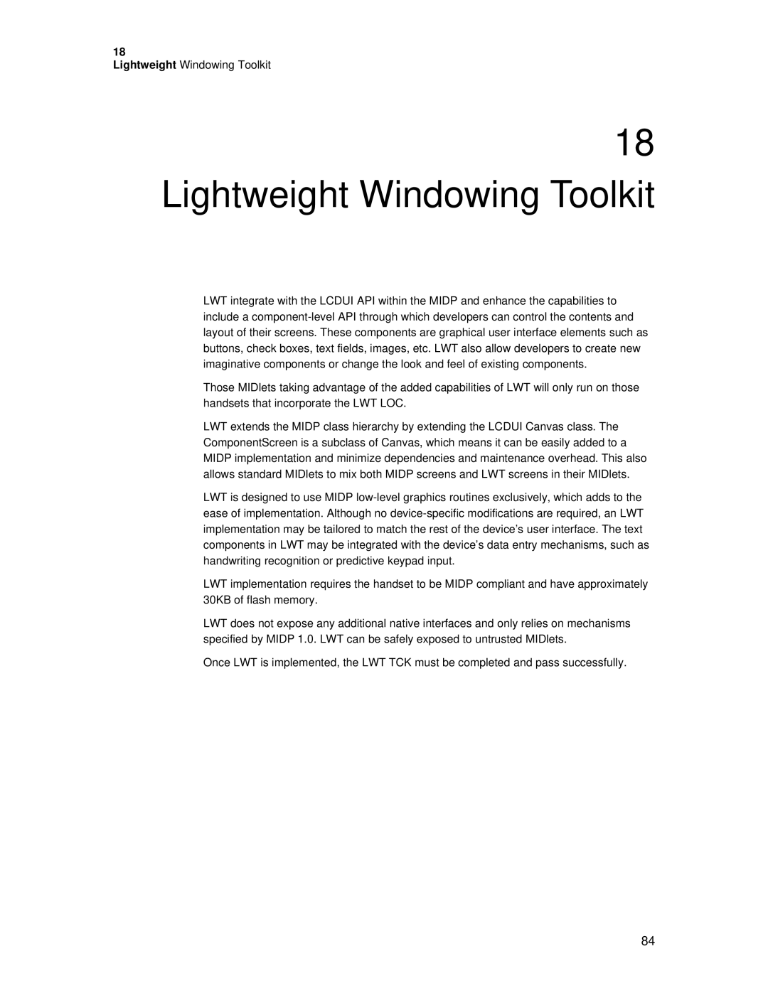 Motorola C381P technical manual Lightweight Windowing Toolkit 