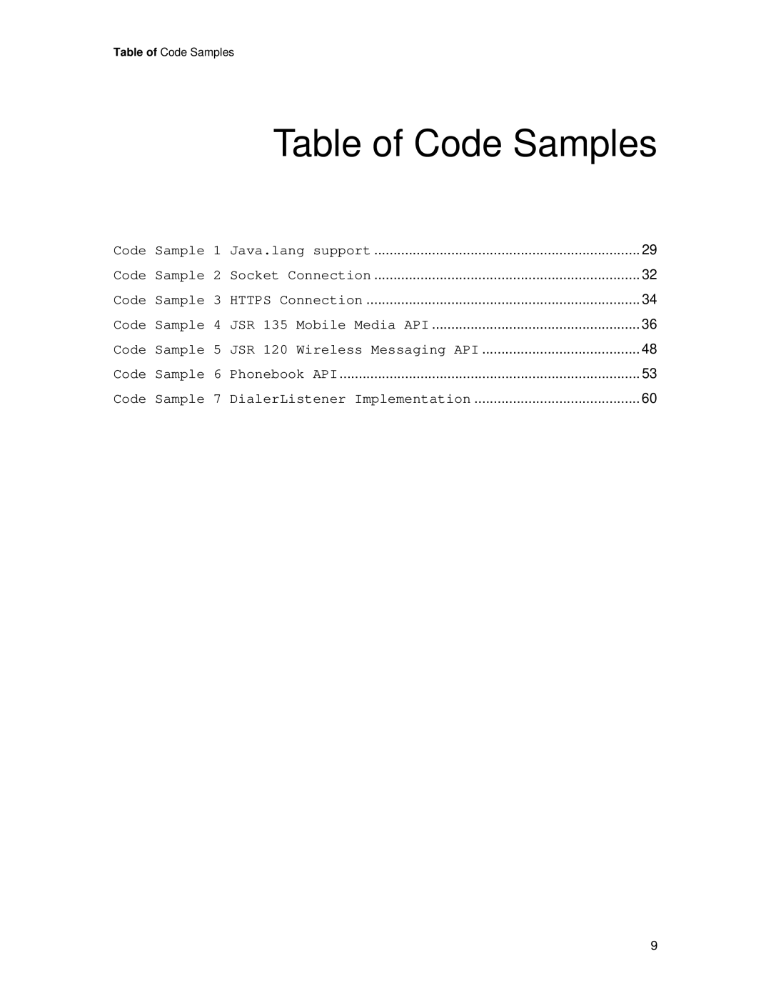 Motorola C381P technical manual Table of Code Samples 